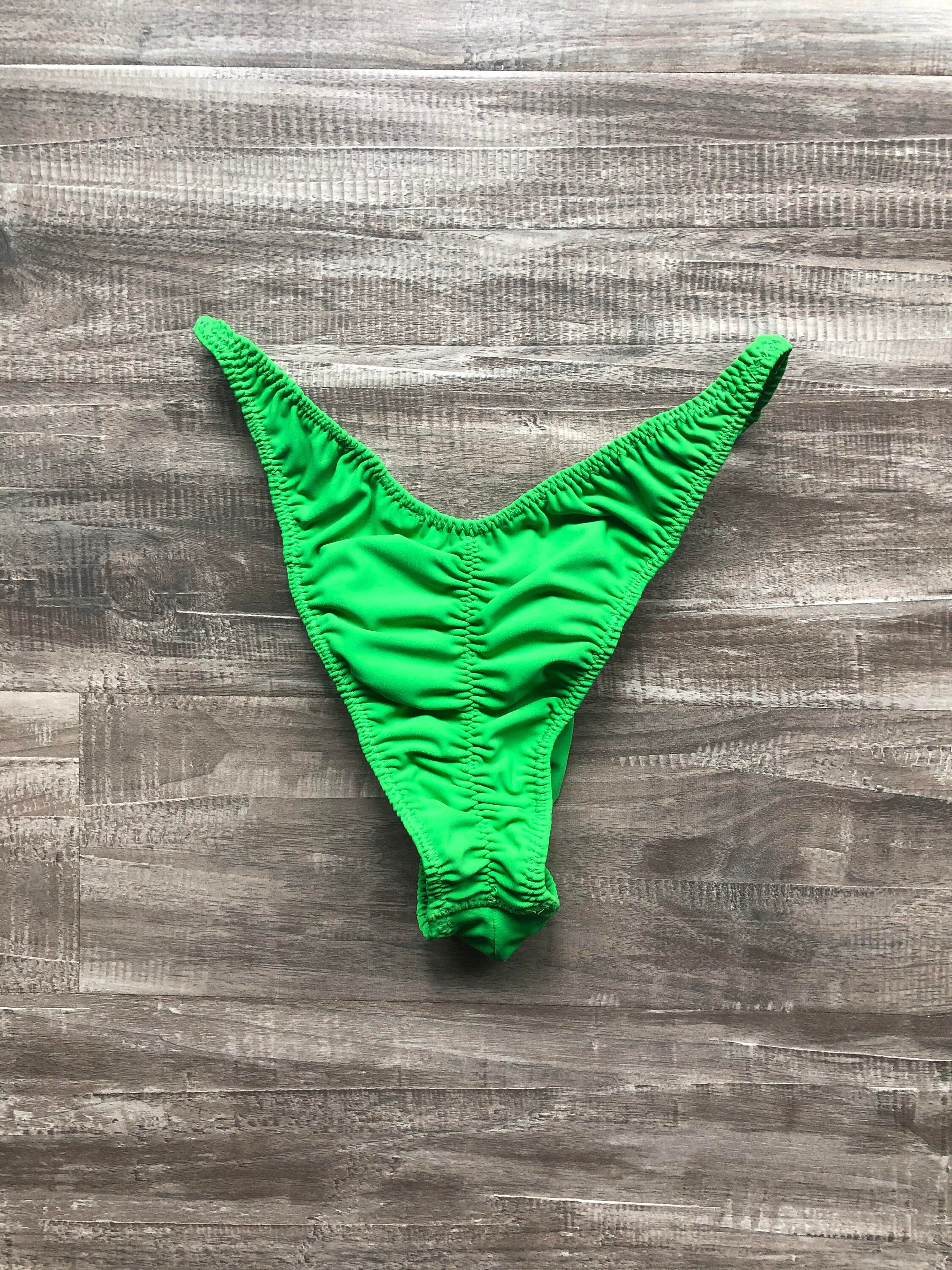 Custom Men's Bodybuilding Competition Trunks - Matte Grass Green