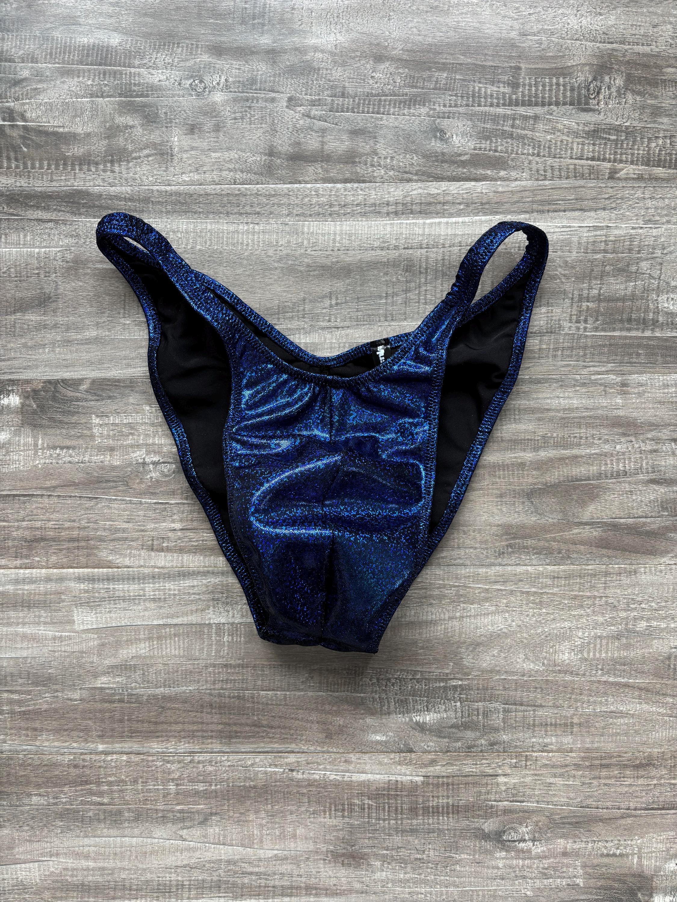 Custom Men's Bodybuilding Competition Trunks - Navy Blue Shimmer