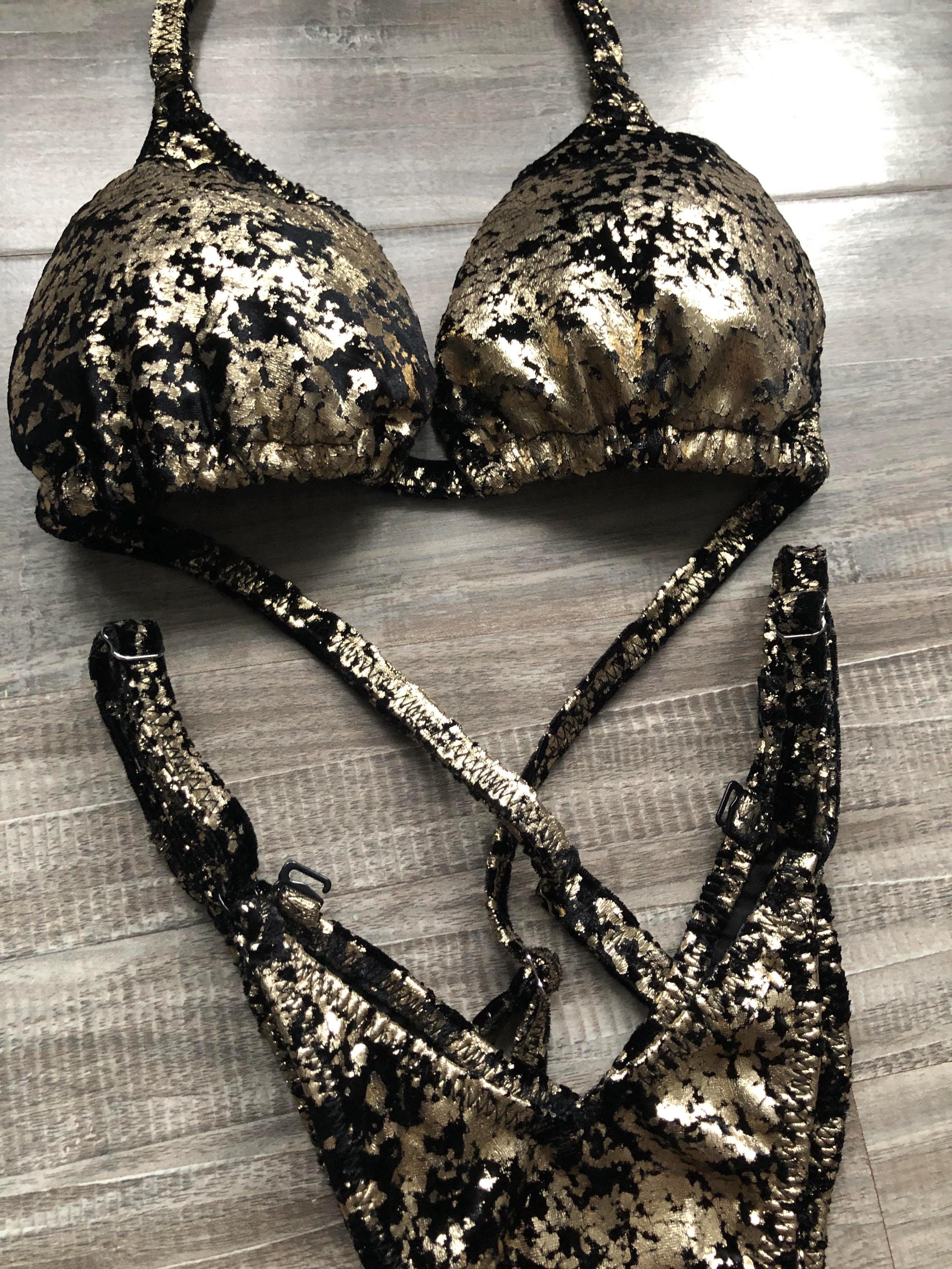 Practice Posing Suit - Black Gold Distressed Velvet