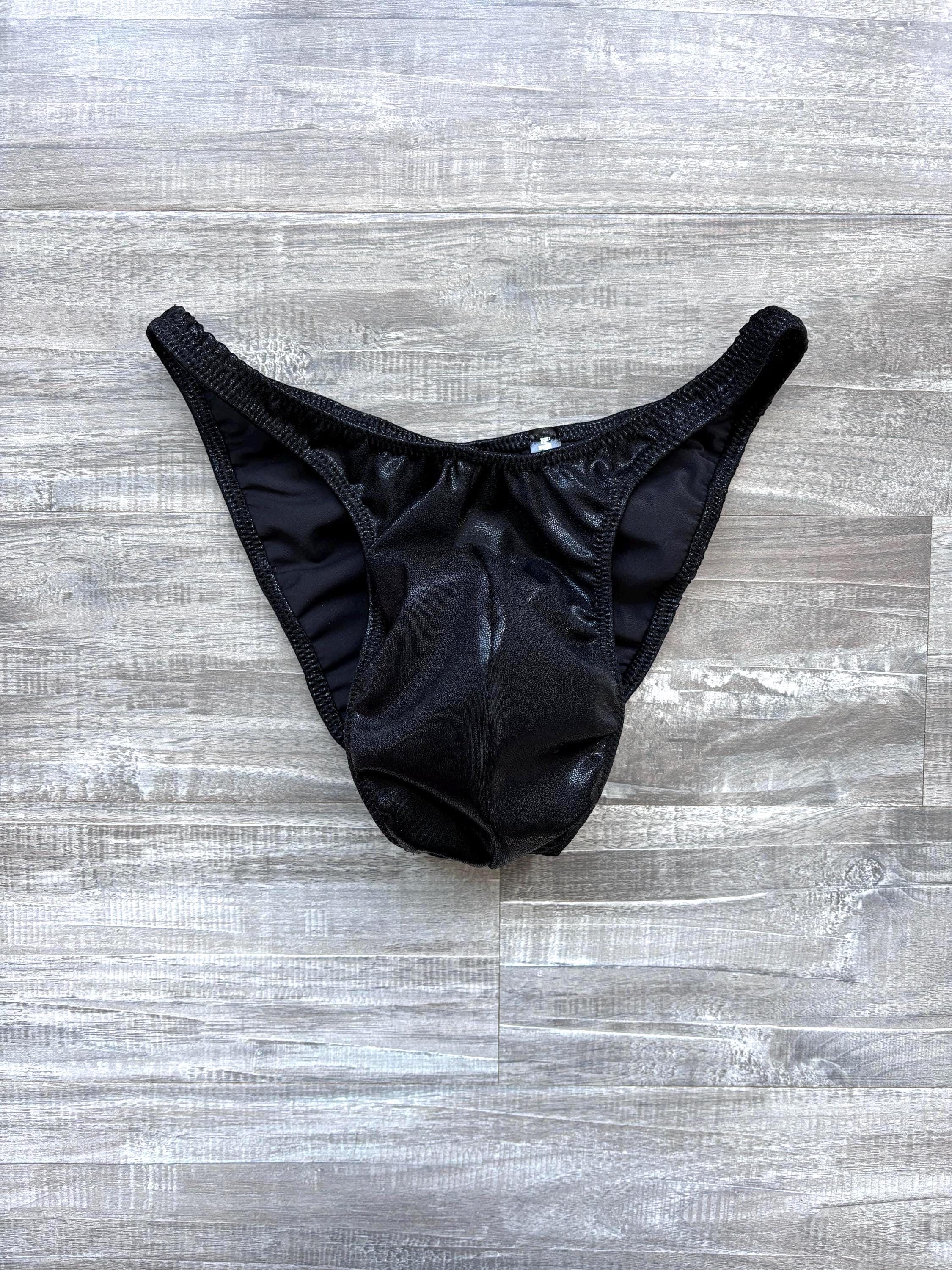 Custom Men's Bodybuilding Competition Trunks - Black Shimmer