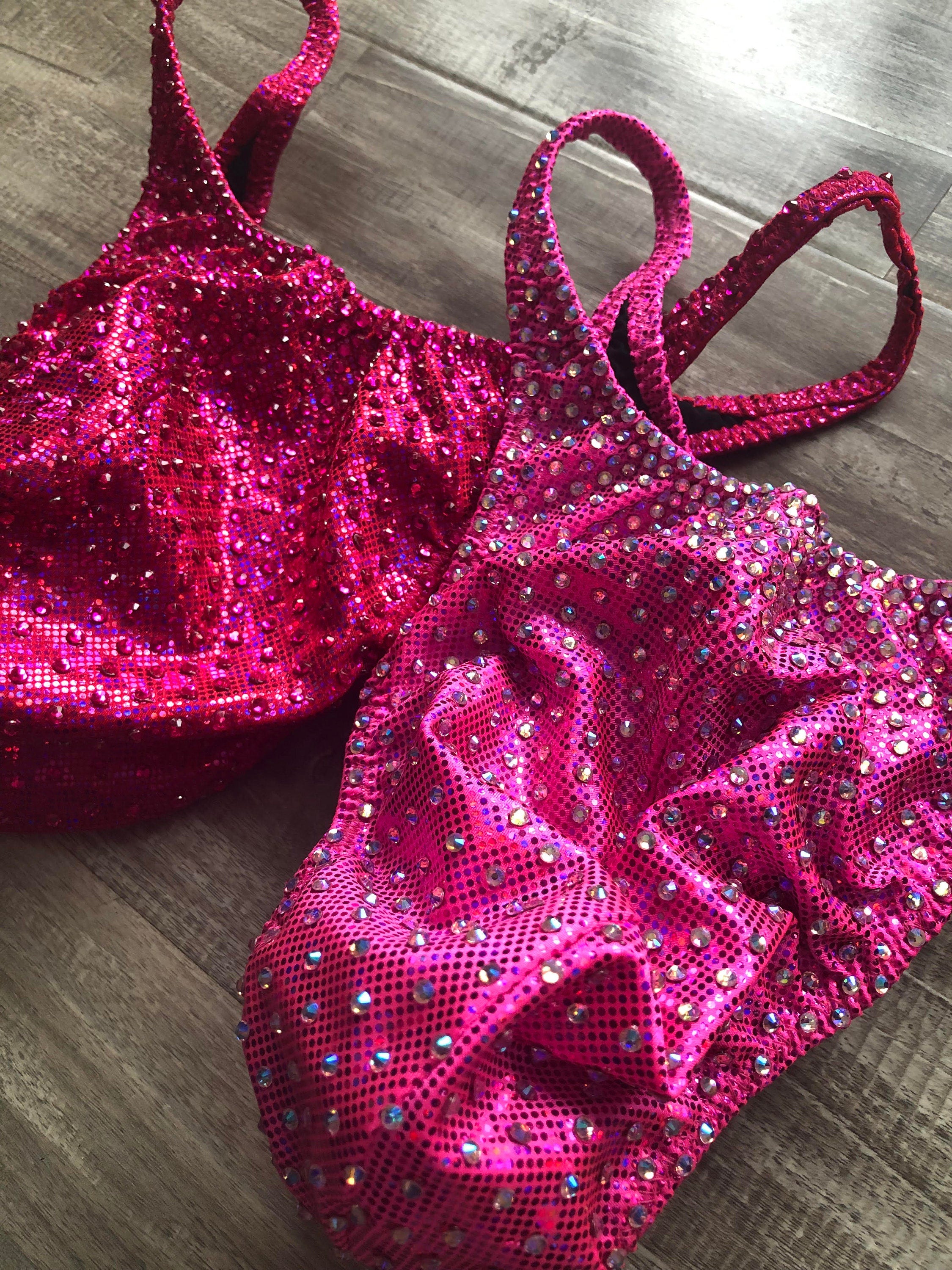 One Custom Men's Bodybuilding Posing Trunks - With Bling Crystal Rhinestones