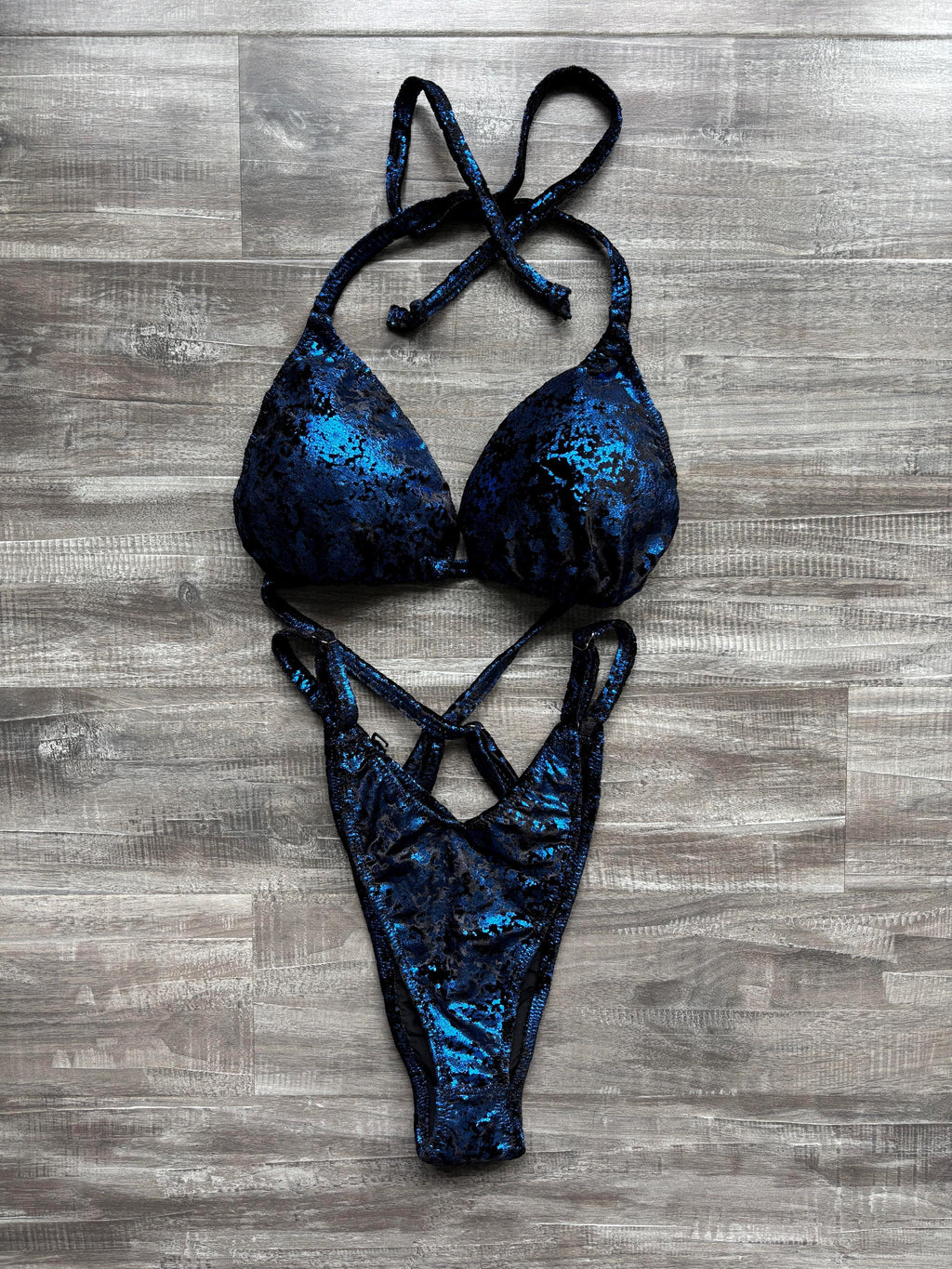 Practice Posing Suit - Distressed Blue Velvet