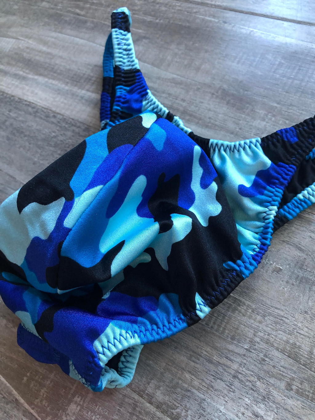 Custom Men's Bodybuilding Competition Trunks - Blue Camo