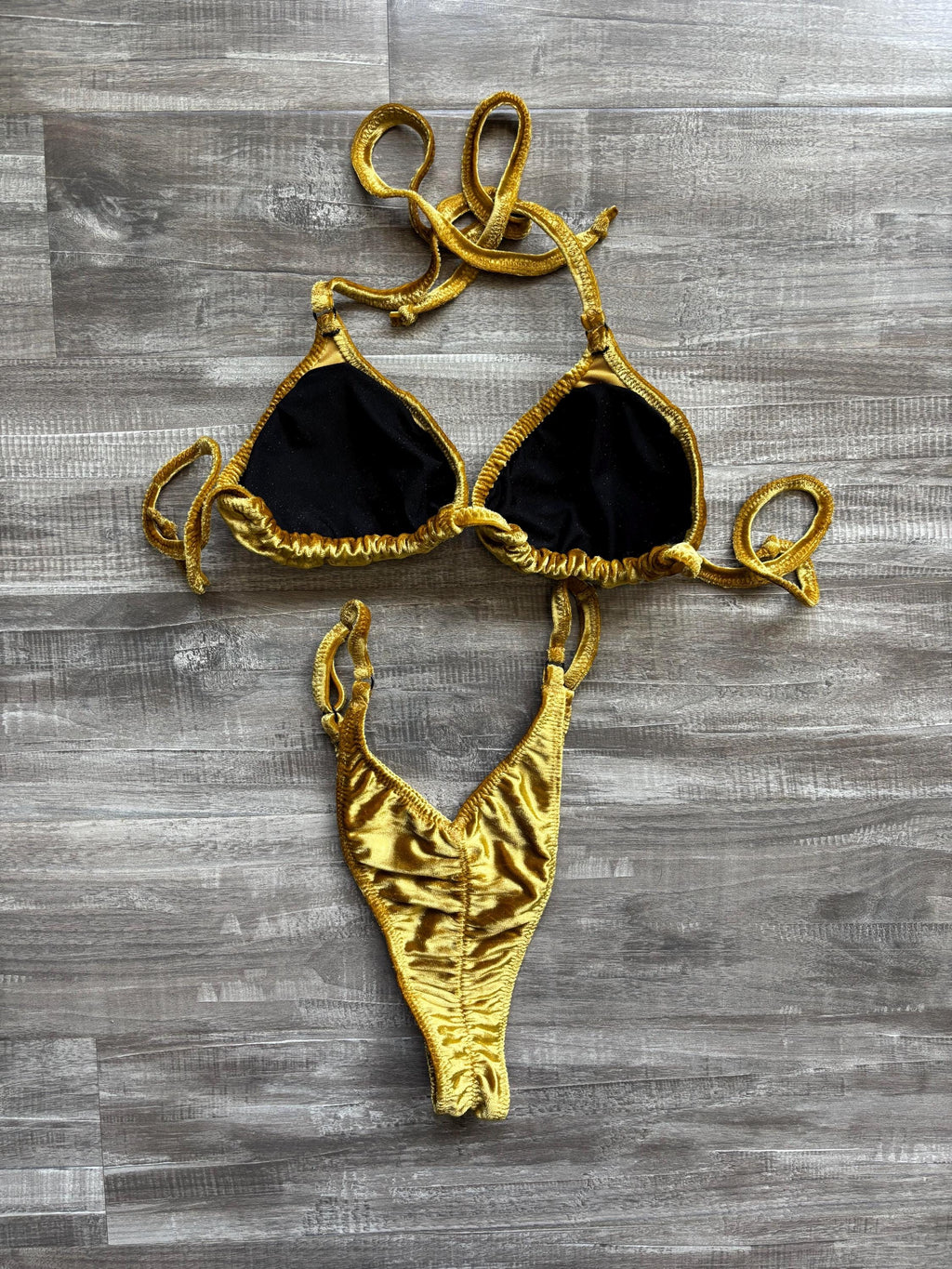 Practice Posing Suit - Gold Velvet