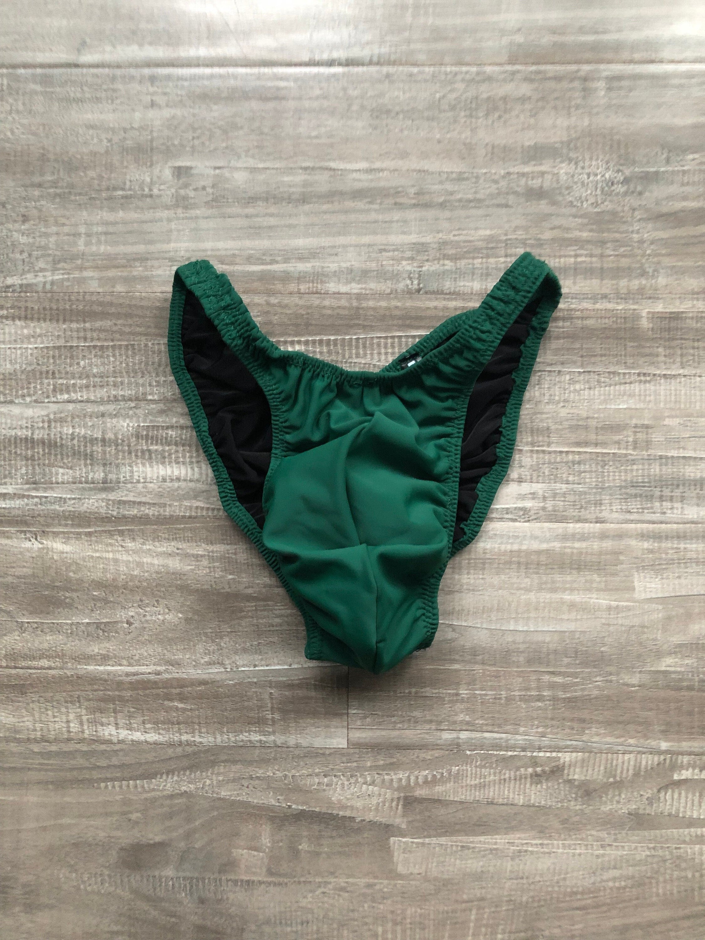 Custom Men's Bodybuilding Competition Trunks - Matte Forest Green