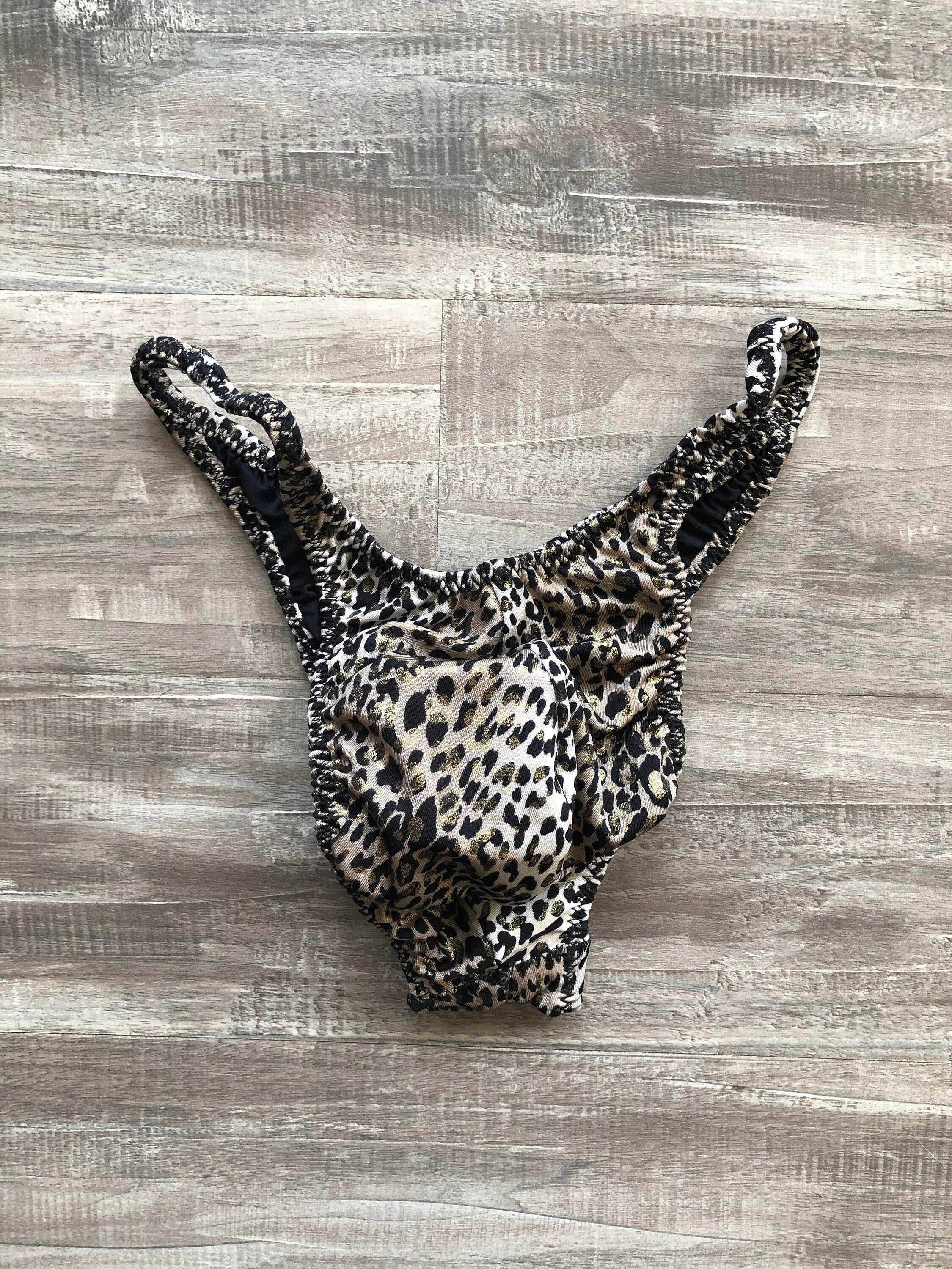 Custom Men's Bodybuilding Competition Trunks - Leopard Print