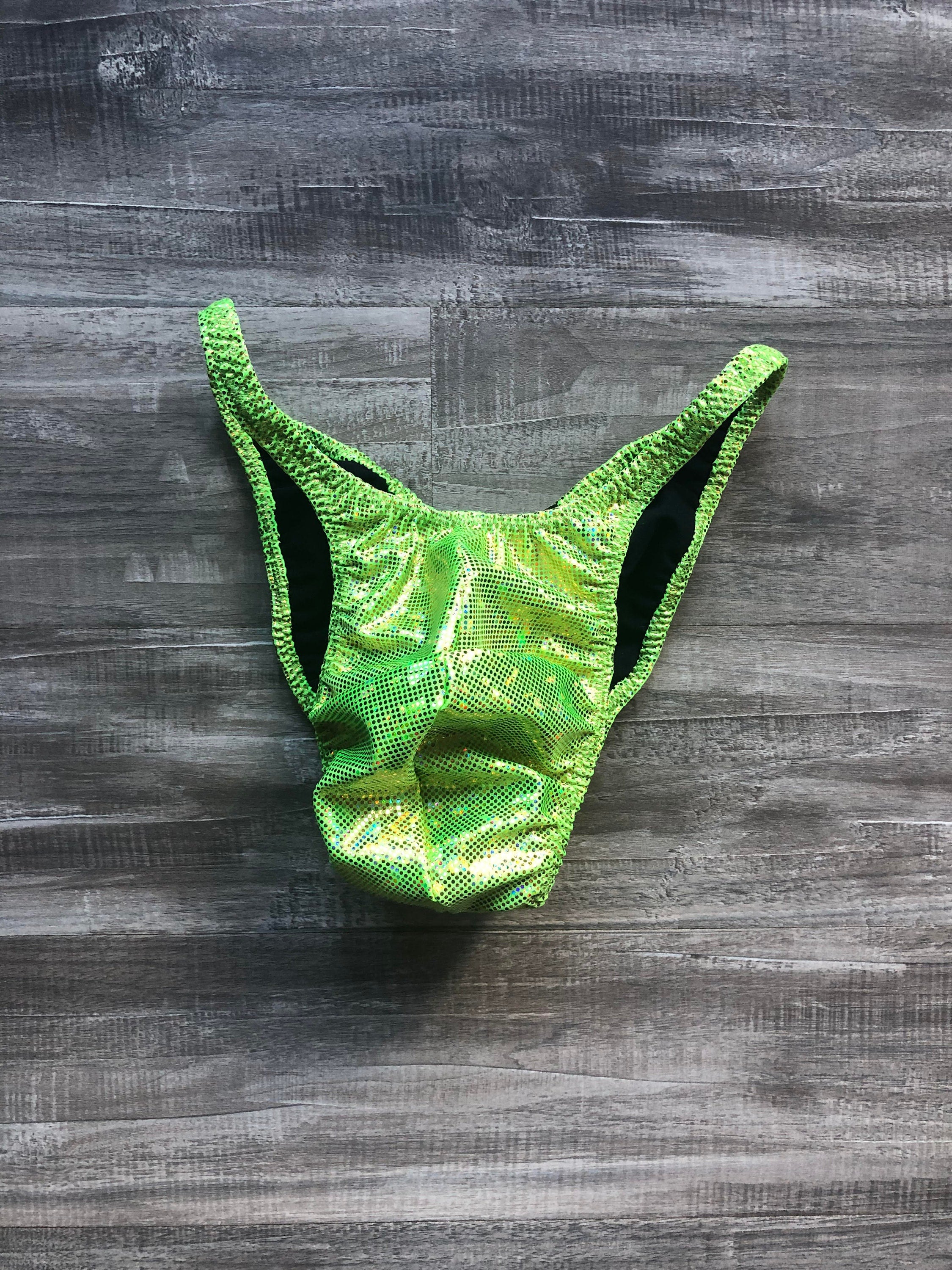 Custom Men's Bodybuilding Competition Trunks - Lemon Lime Green