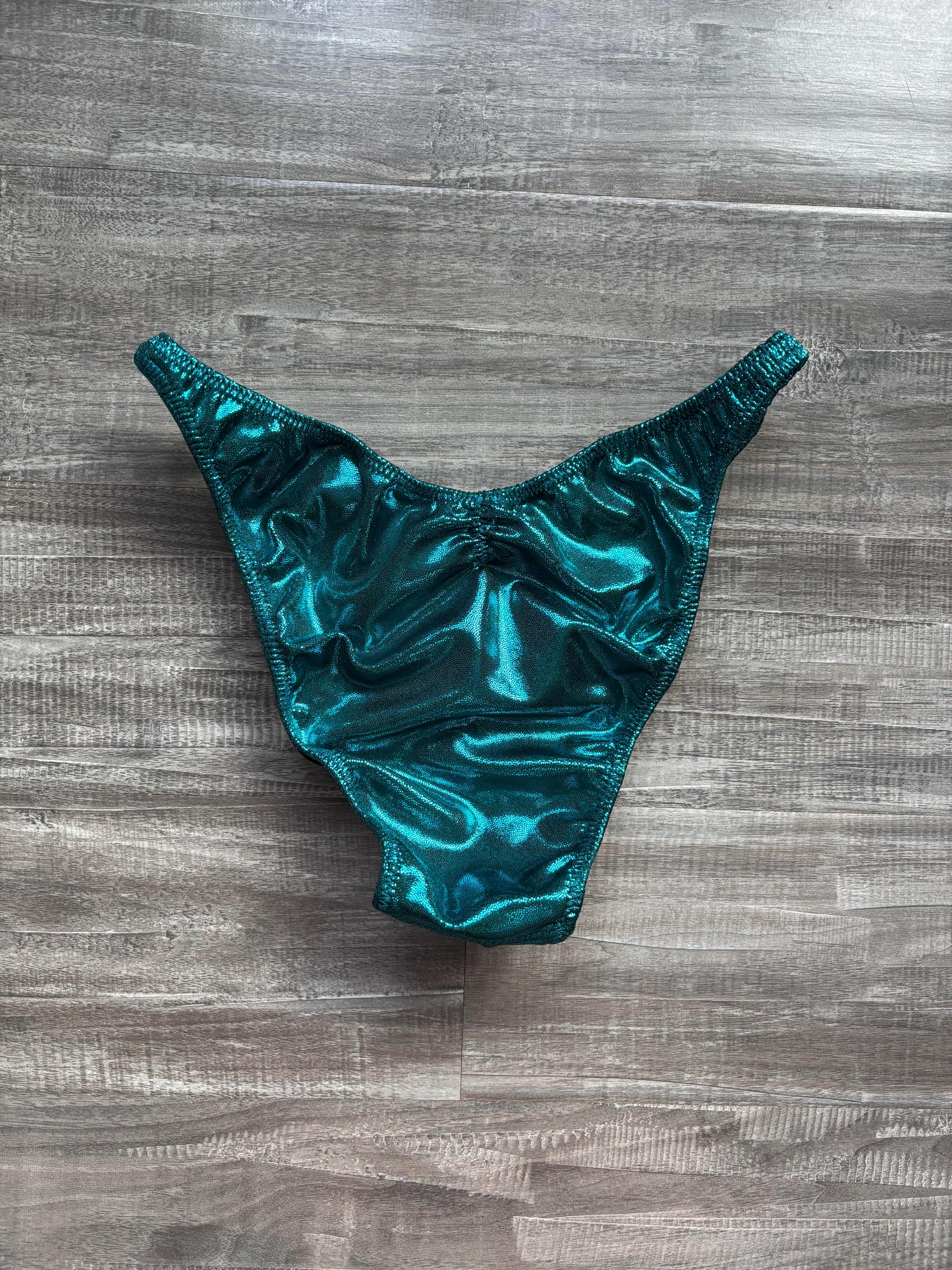 Custom Men's Bodybuilding Competition Trunks - Dark Teal Shimmer