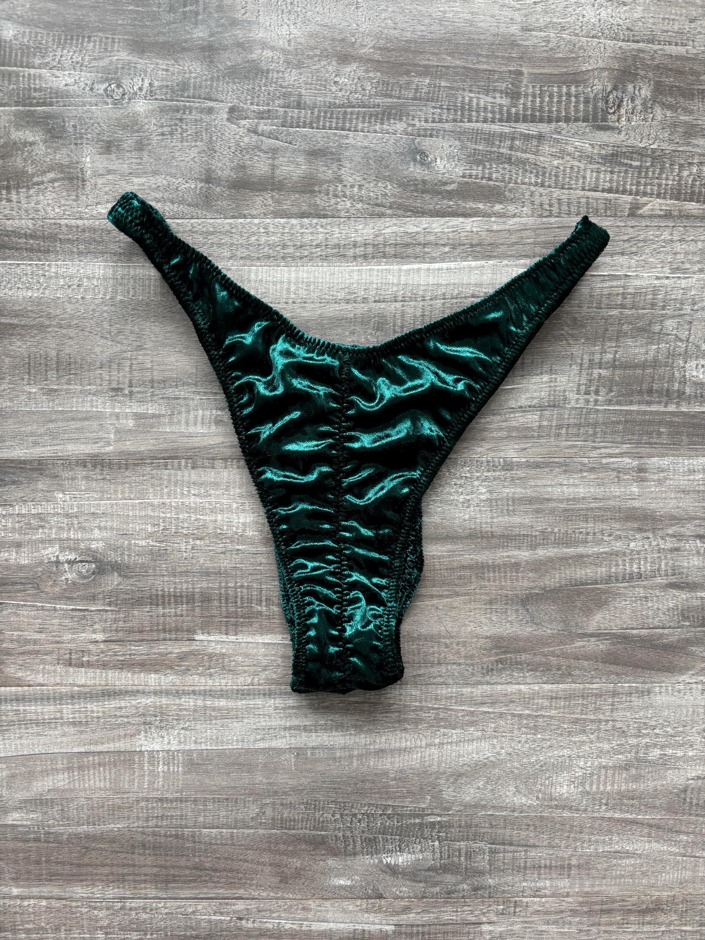 Custom Men's Bodybuilding Competition Trunks - Emerald Green Velvet