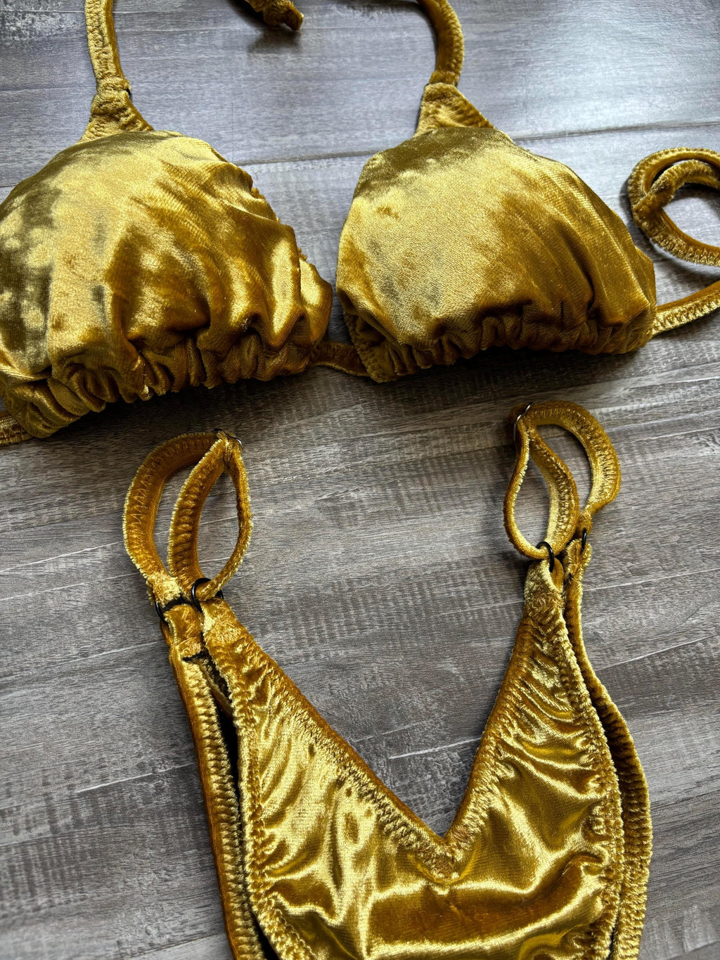 Practice Posing Suit - Gold Velvet