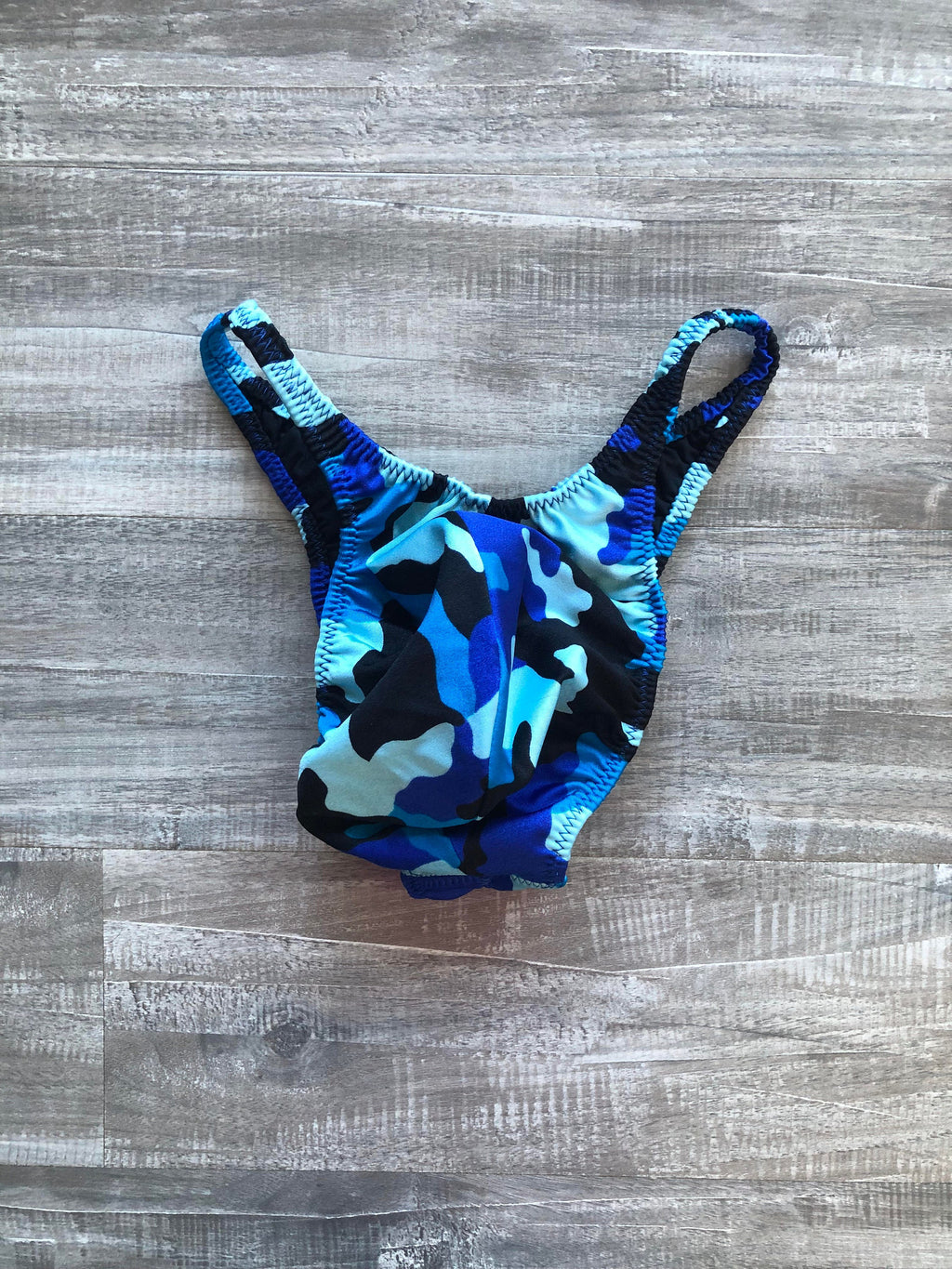 Custom Men's Bodybuilding Competition Trunks - Blue Camo