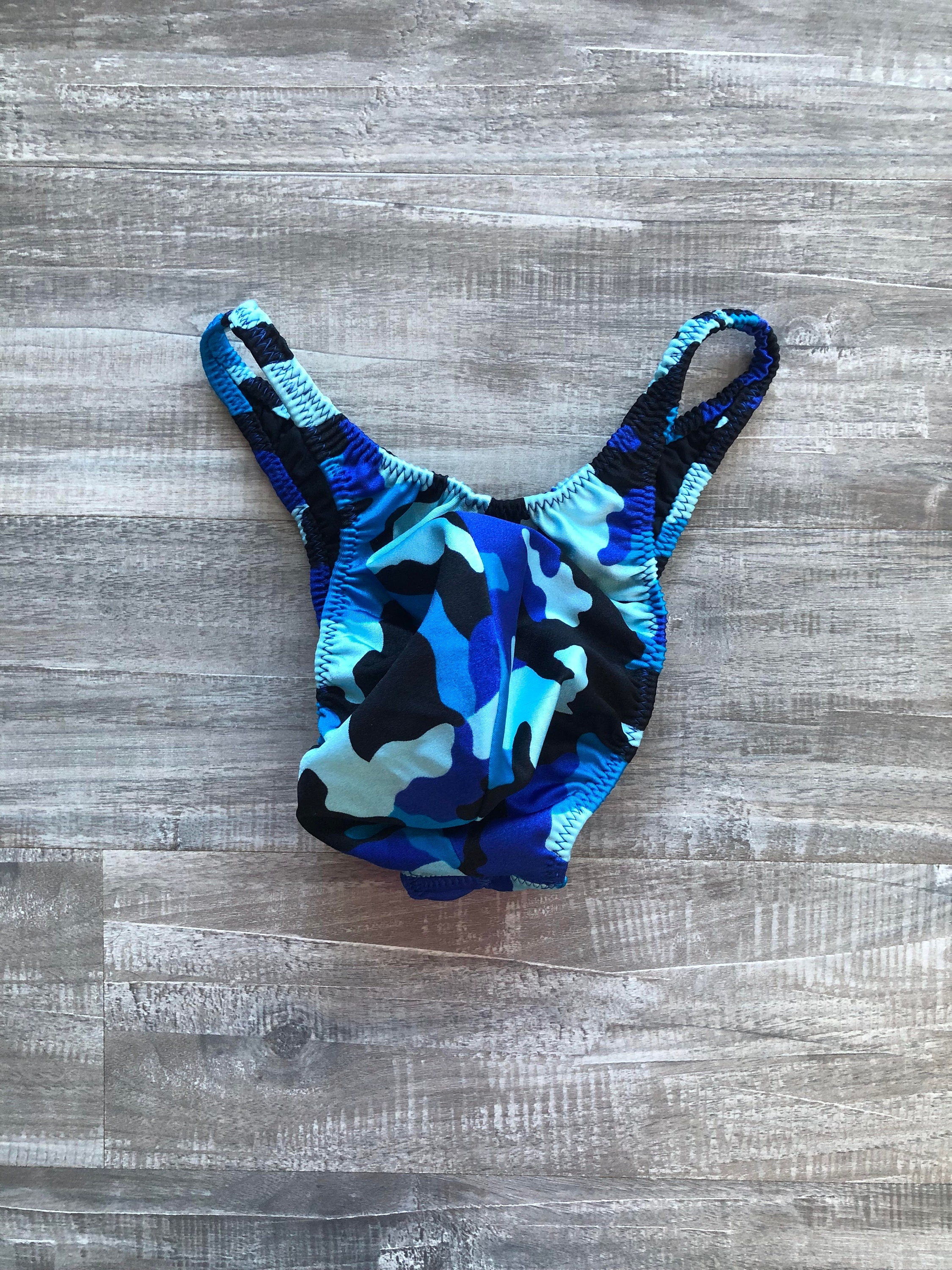 Custom Men's Bodybuilding Competition Trunks - Blue Camo