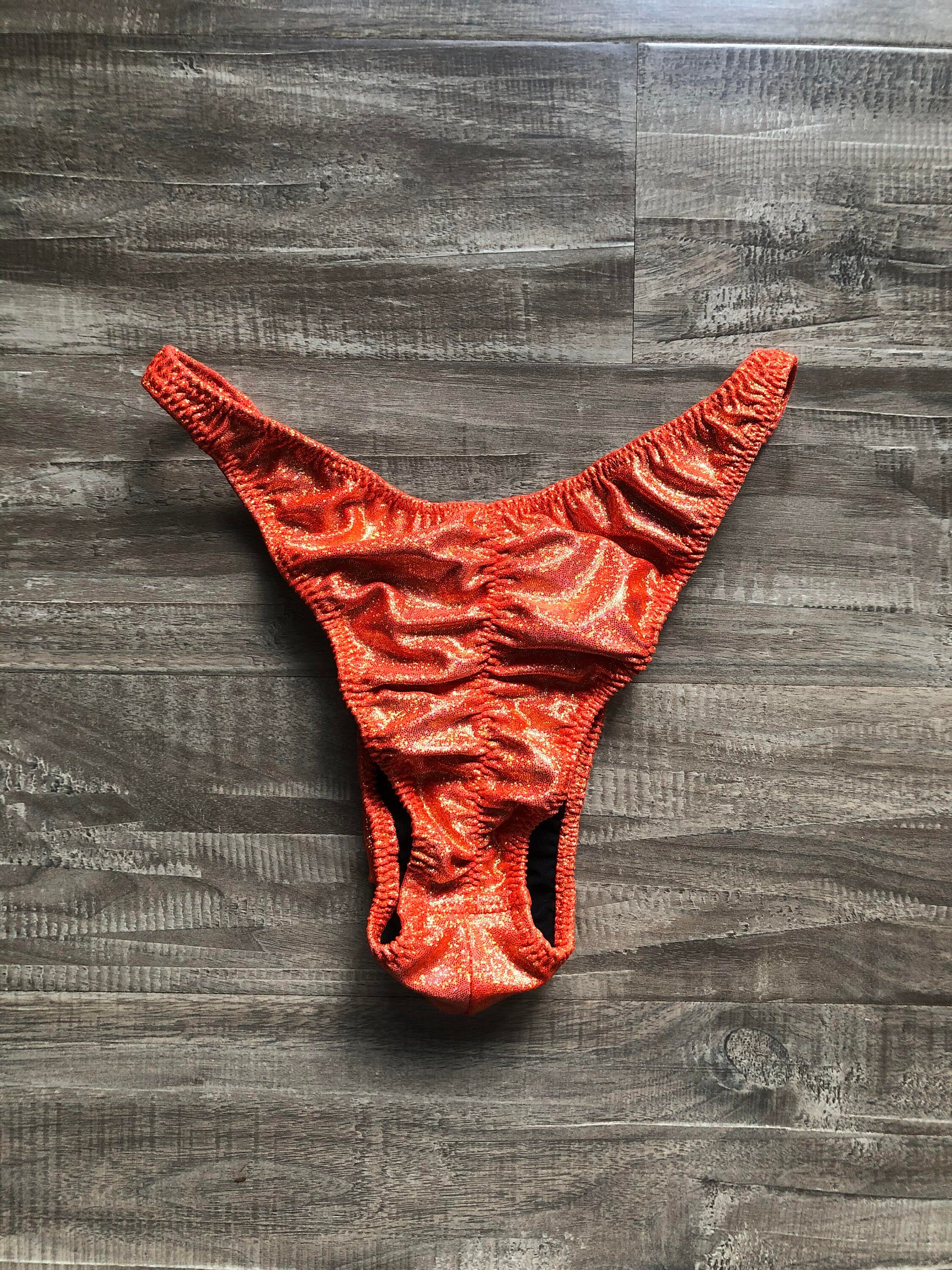 Custom Men's Bodybuilding Competition Trunks - Orange Shimmer