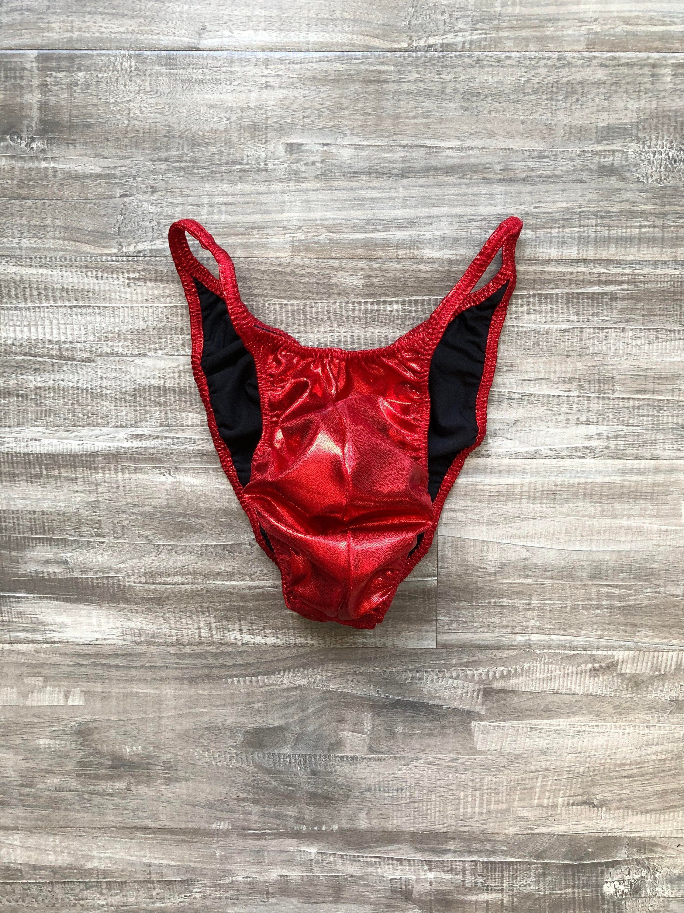 Custom Men's Bodybuilding Competition Trunks - Red Shimmer