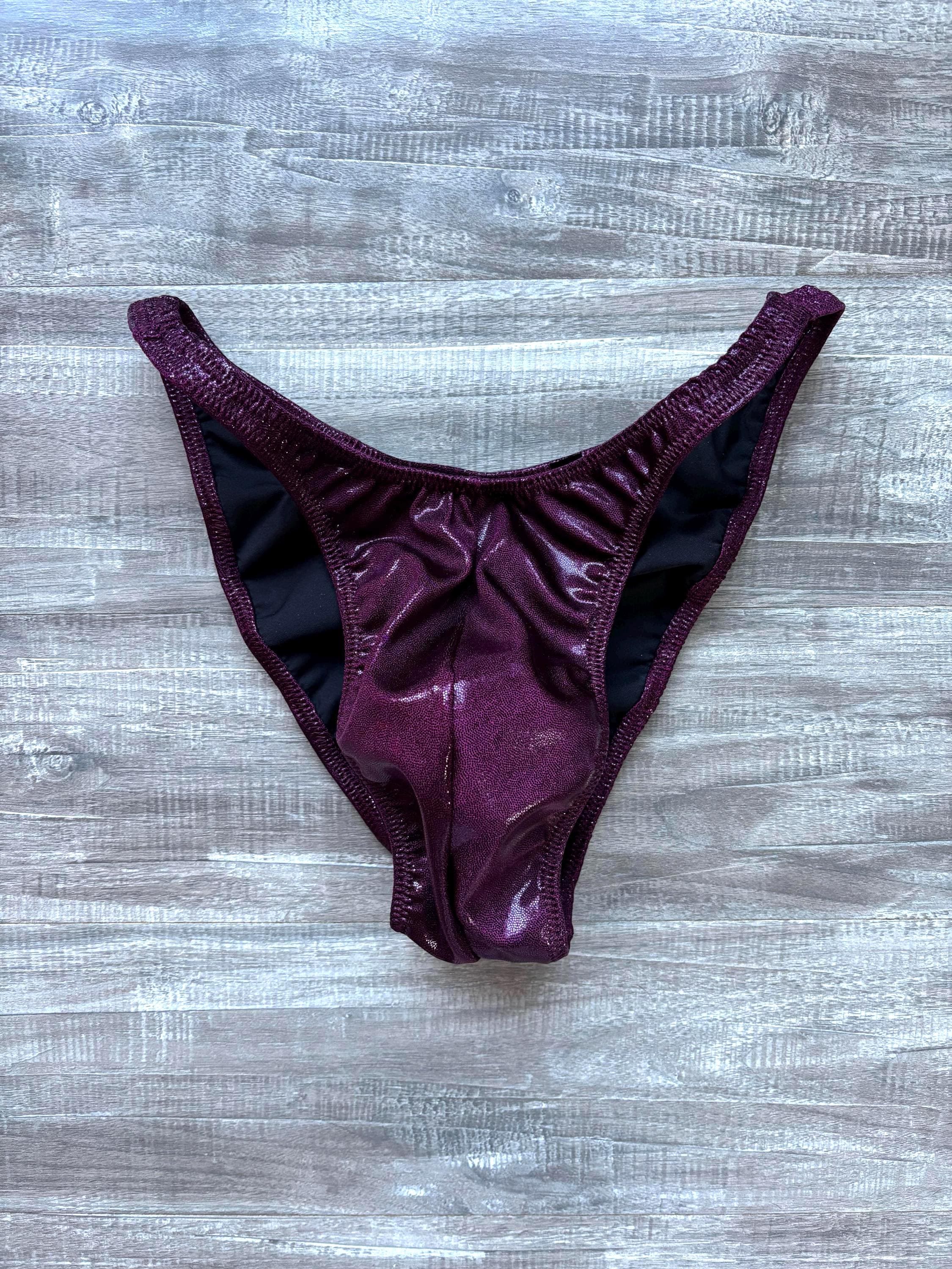 Custom Men's Bodybuilding Competition Trunks - Burgundy Shimmer