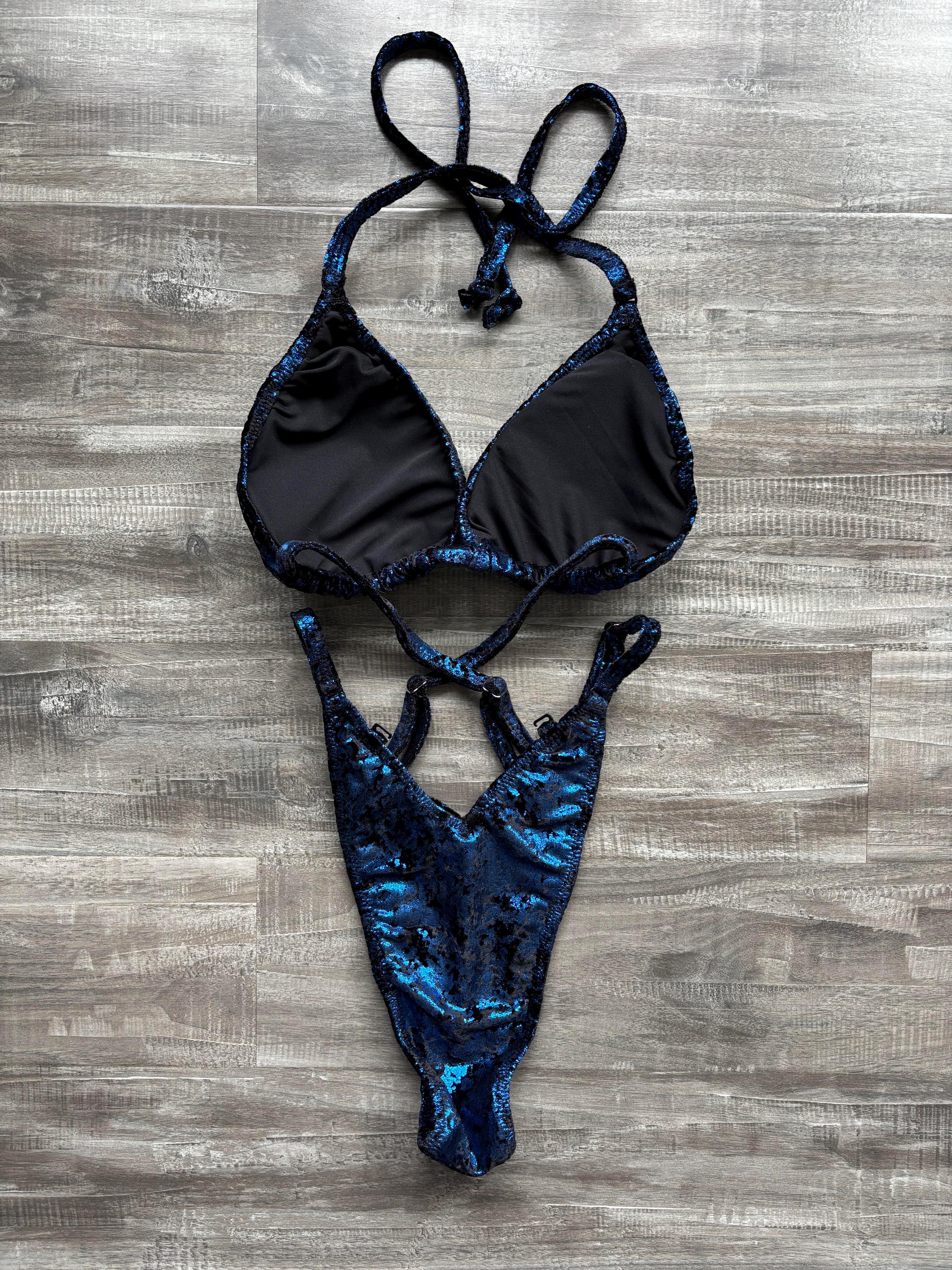 Practice Posing Suit - Distressed Blue Velvet