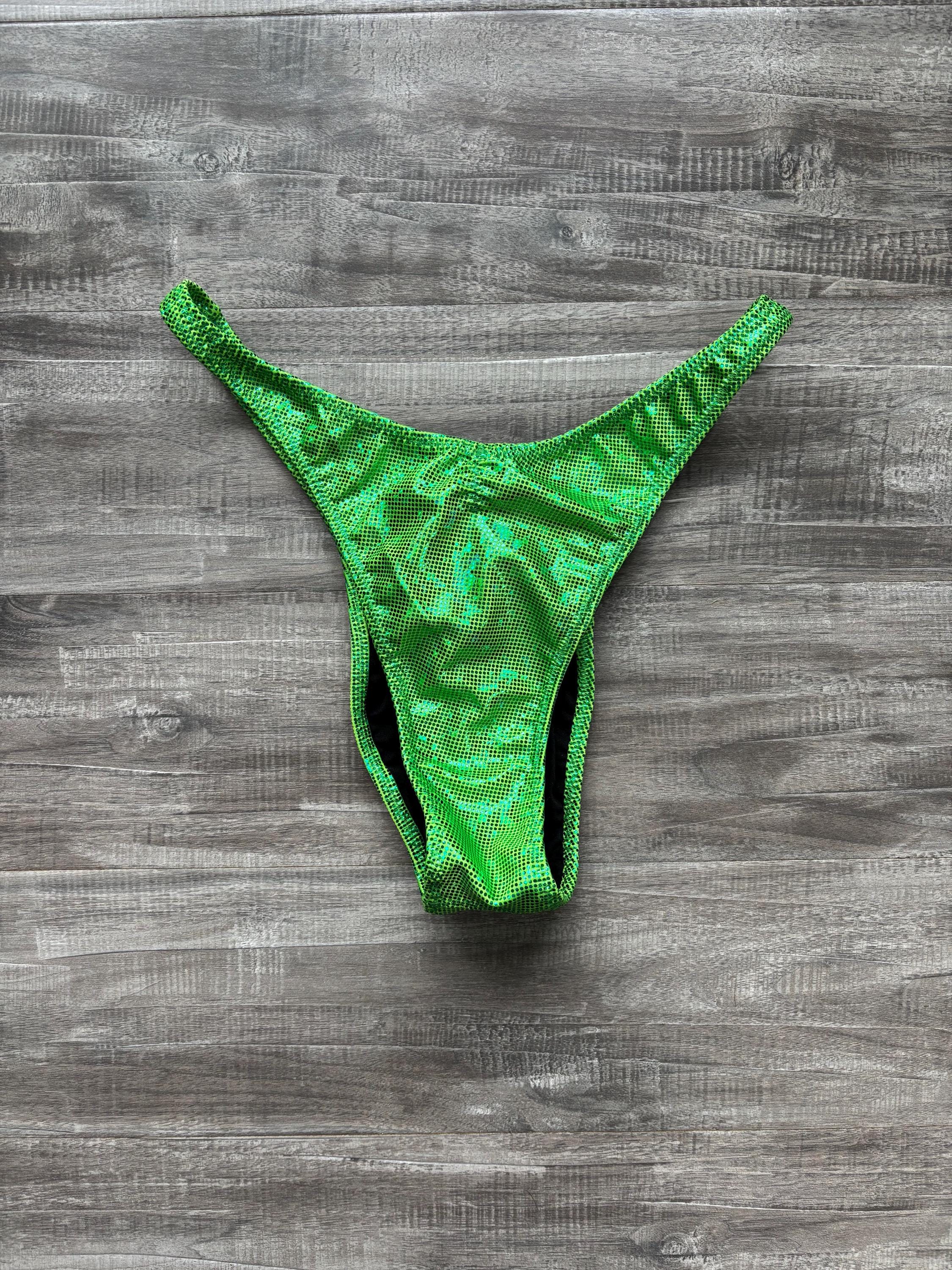 Custom Men's Bodybuilding Competition Trunks - Lime Green