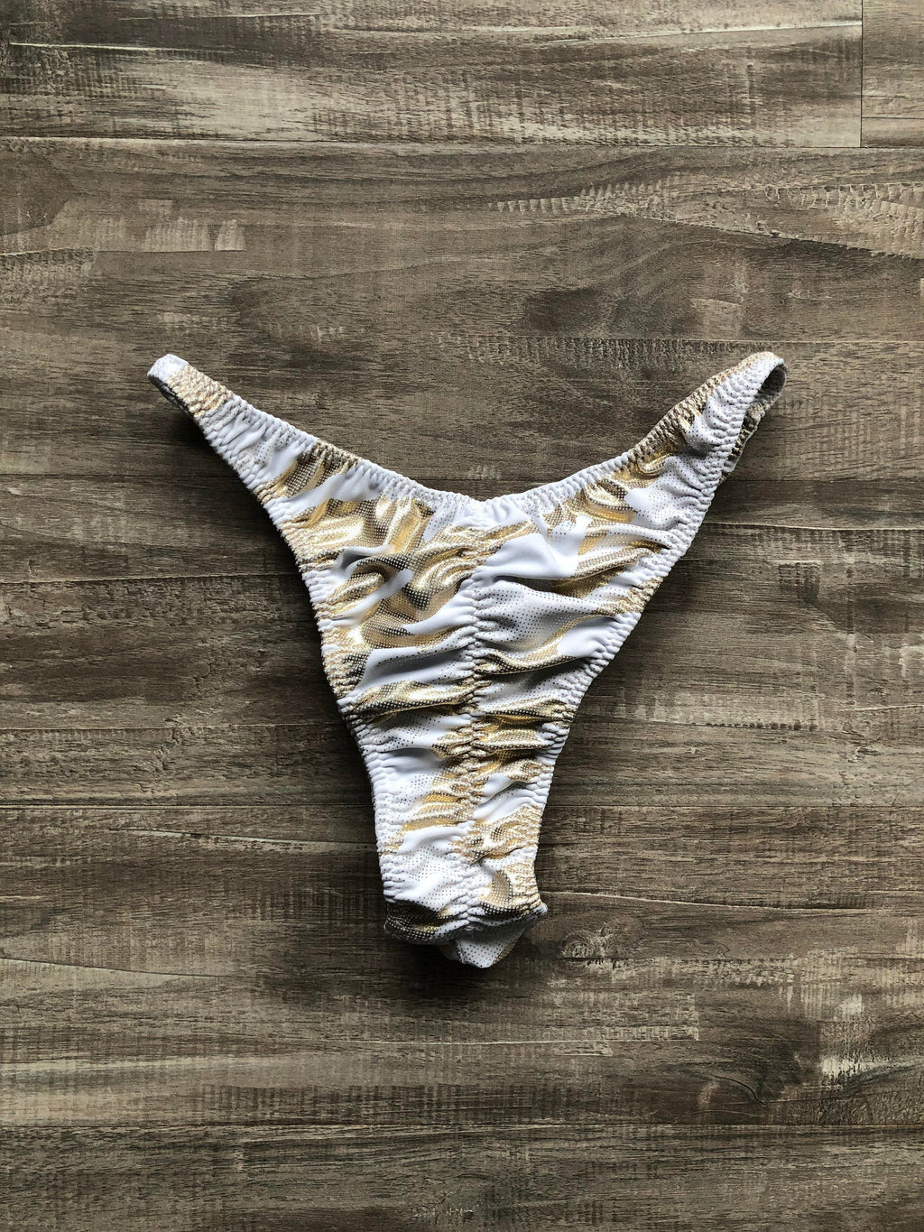 Custom Men's Bodybuilding Competition Trunks - White Gold Camo
