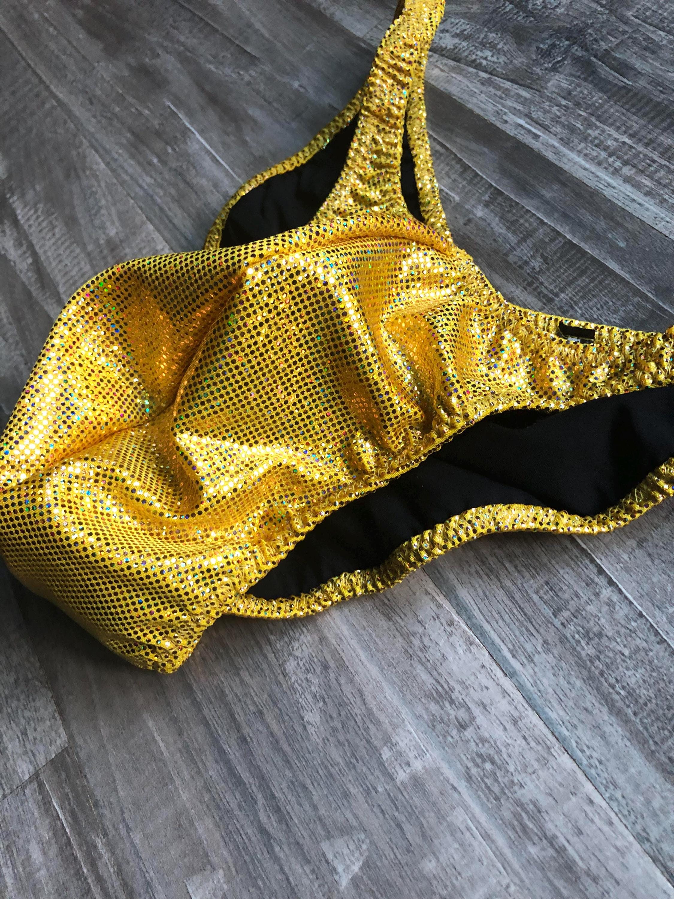 Custom Men's Bodybuilding Competition Trunks - Yellow