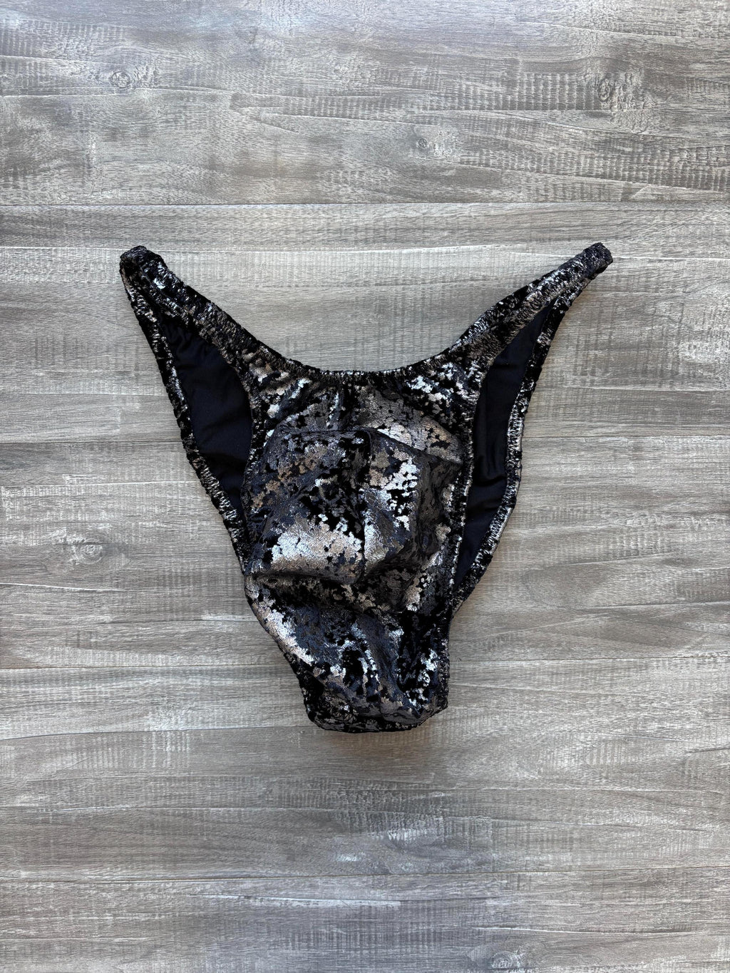Custom Men's Bodybuilding Competition Trunks - Gunmetal Distressed Velvet