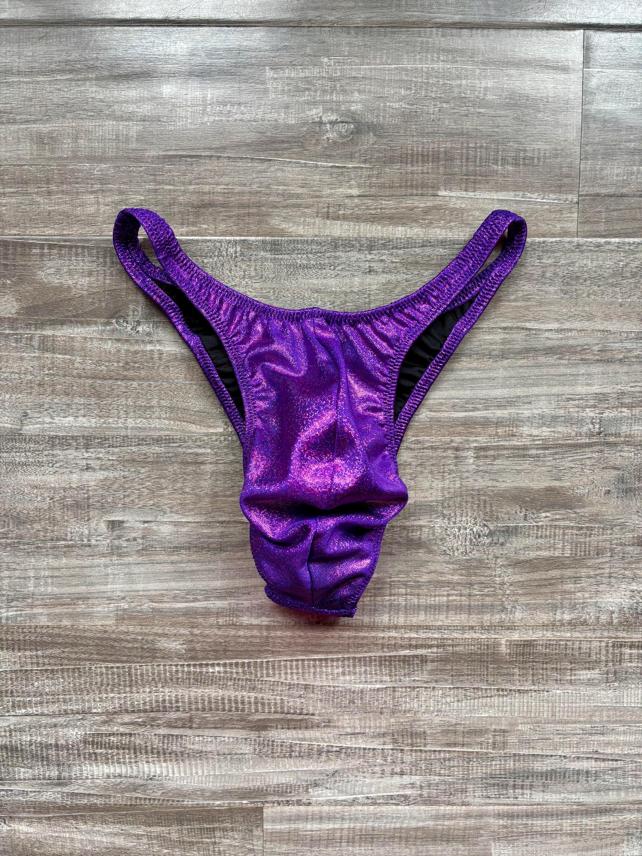 Custom Men's Bodybuilding Competition Trunks - Purple Fuchsia Spark