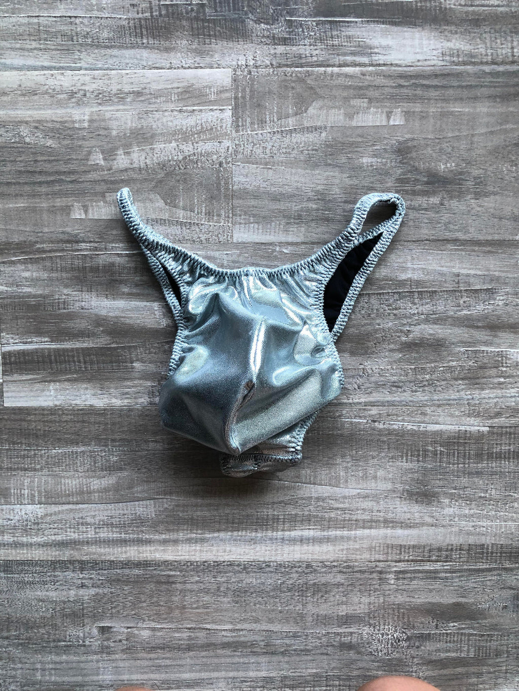 Custom Men's Bodybuilding Competition Trunks - Silver Shimmer