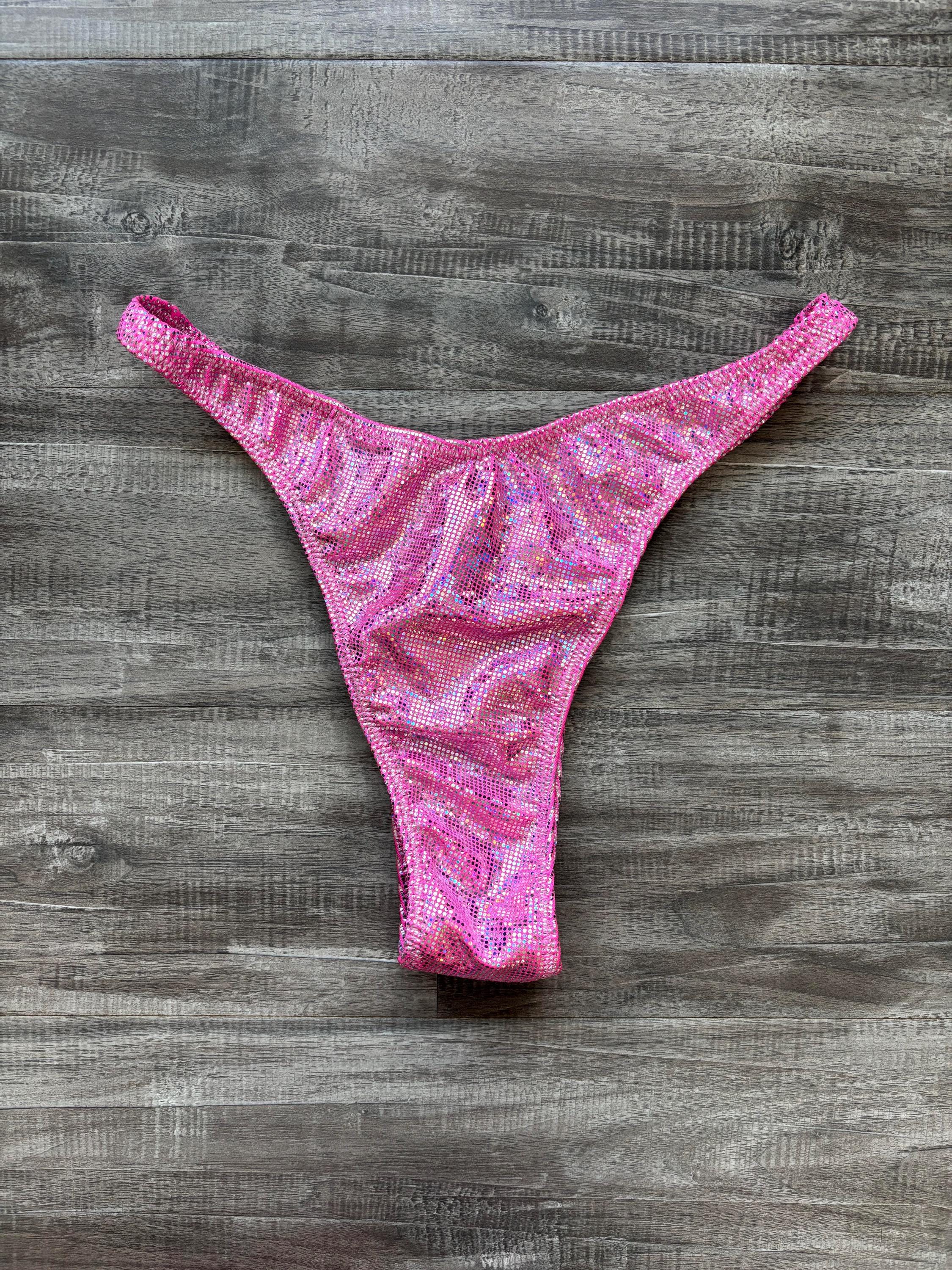Custom Men's Bodybuilding Competition Trunks - Silver Pink