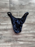 Custom Men's Bodybuilding Competition Trunks - Navy Blue Velvet