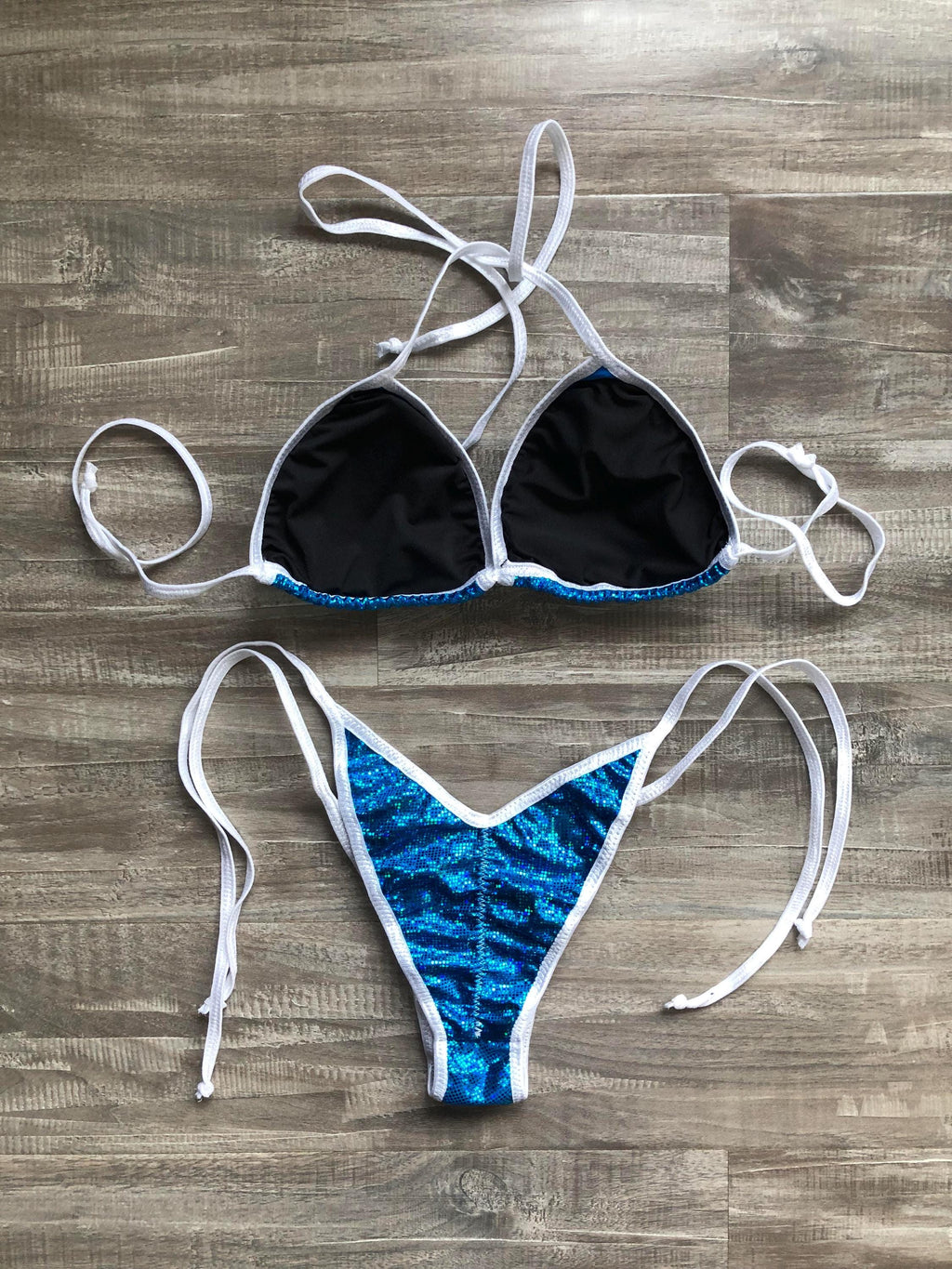 Bikini Practice Posing Suit - Light Blue & White - Ready Made