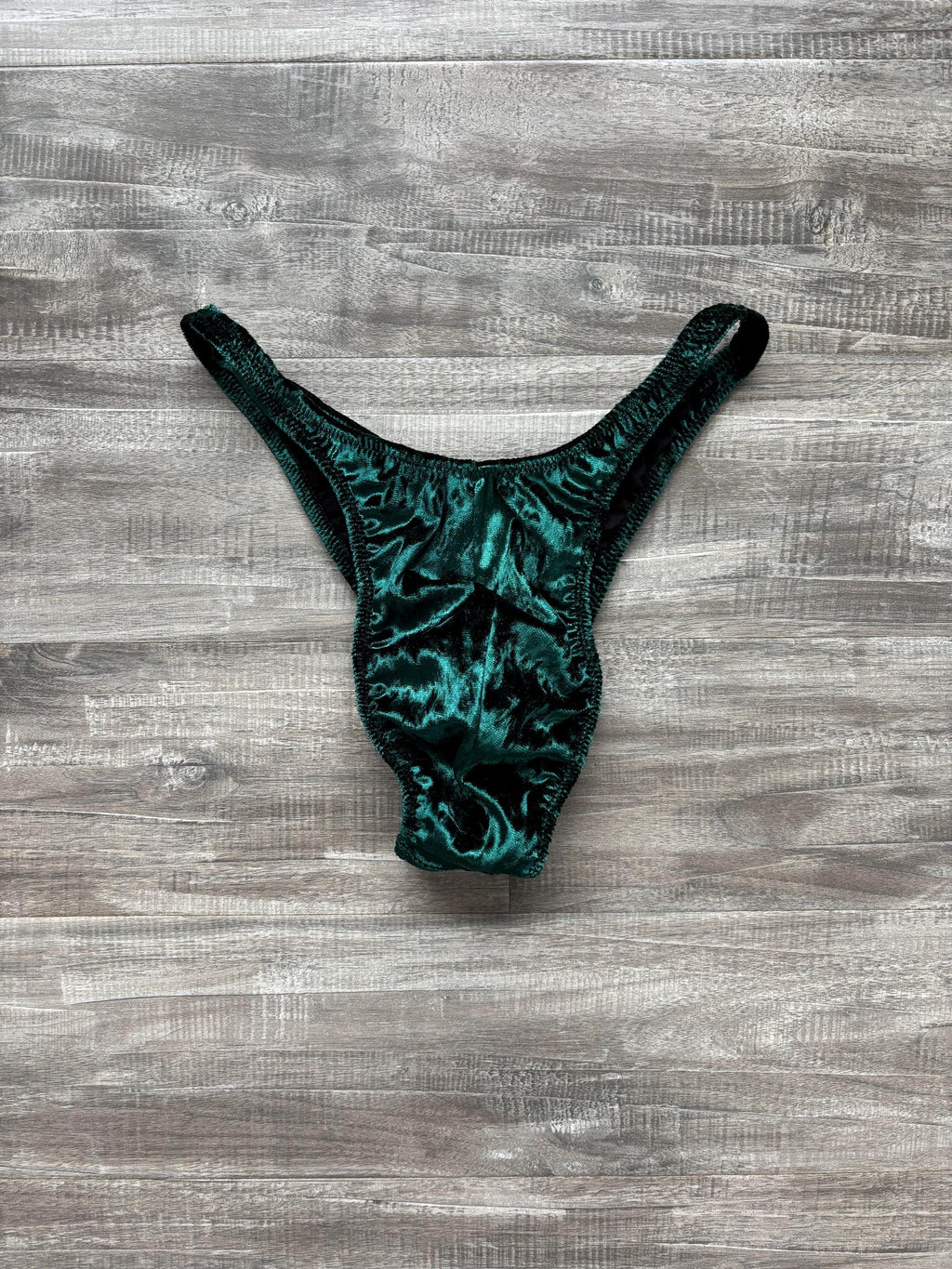 Custom Men's Bodybuilding Competition Trunks - Emerald Green Velvet