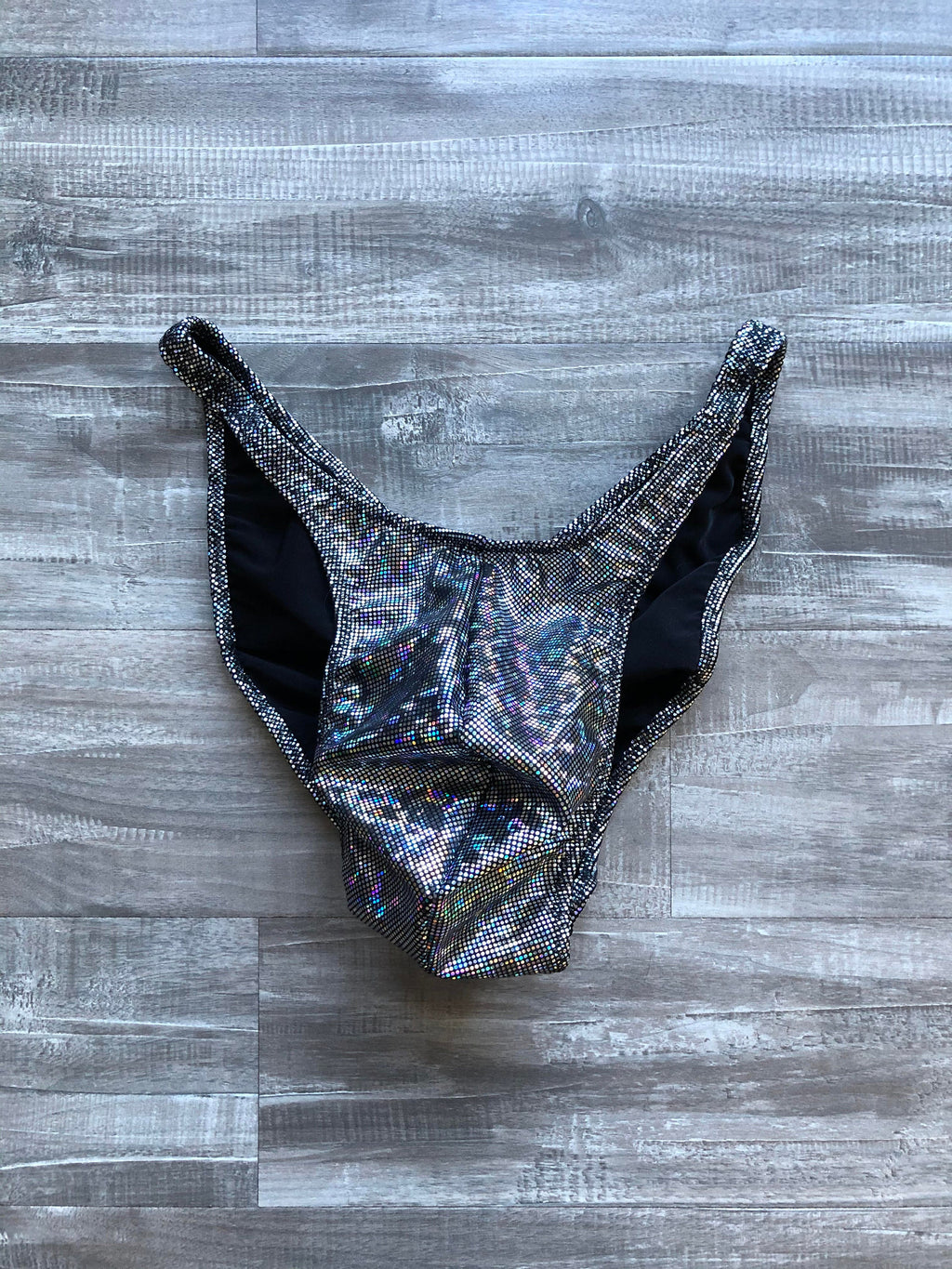 Custom Men's Bodybuilding Competition Trunks - Black Silver