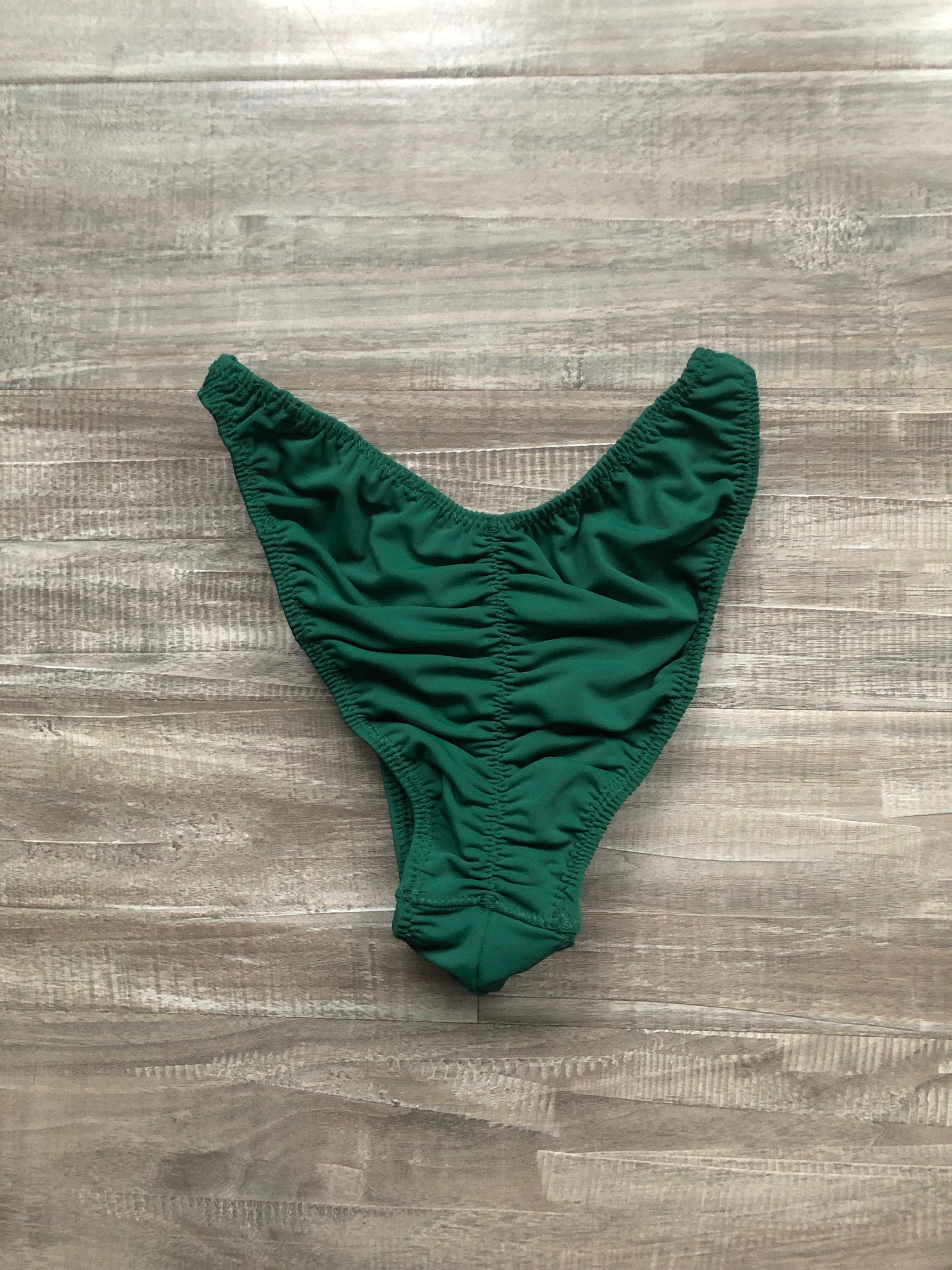 Custom Men's Bodybuilding Competition Trunks - Matte Forest Green