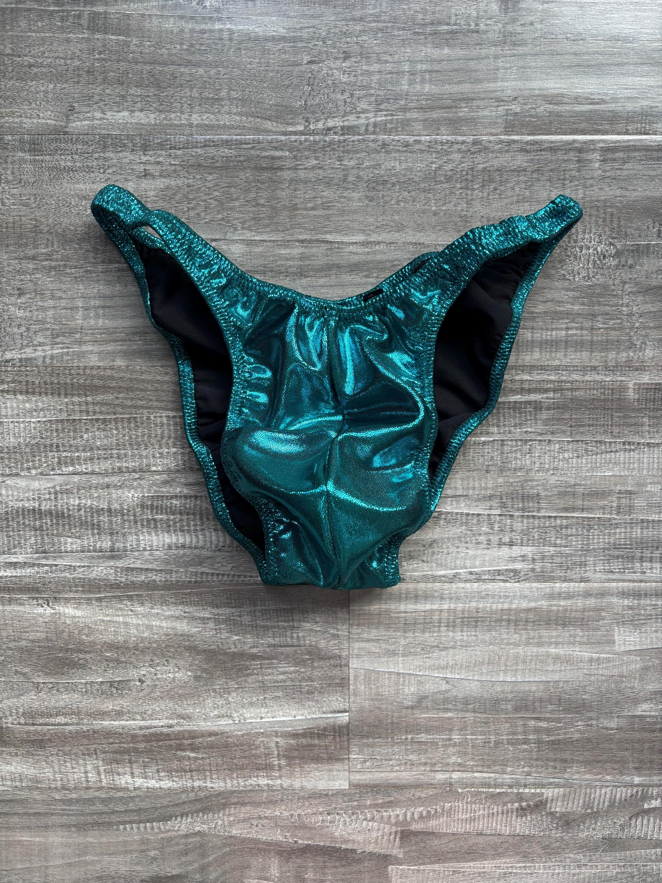 Custom Men's Bodybuilding Competition Trunks - Dark Teal Shimmer