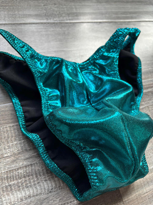 Custom Men's Bodybuilding Competition Trunks - Dark Teal Shimmer