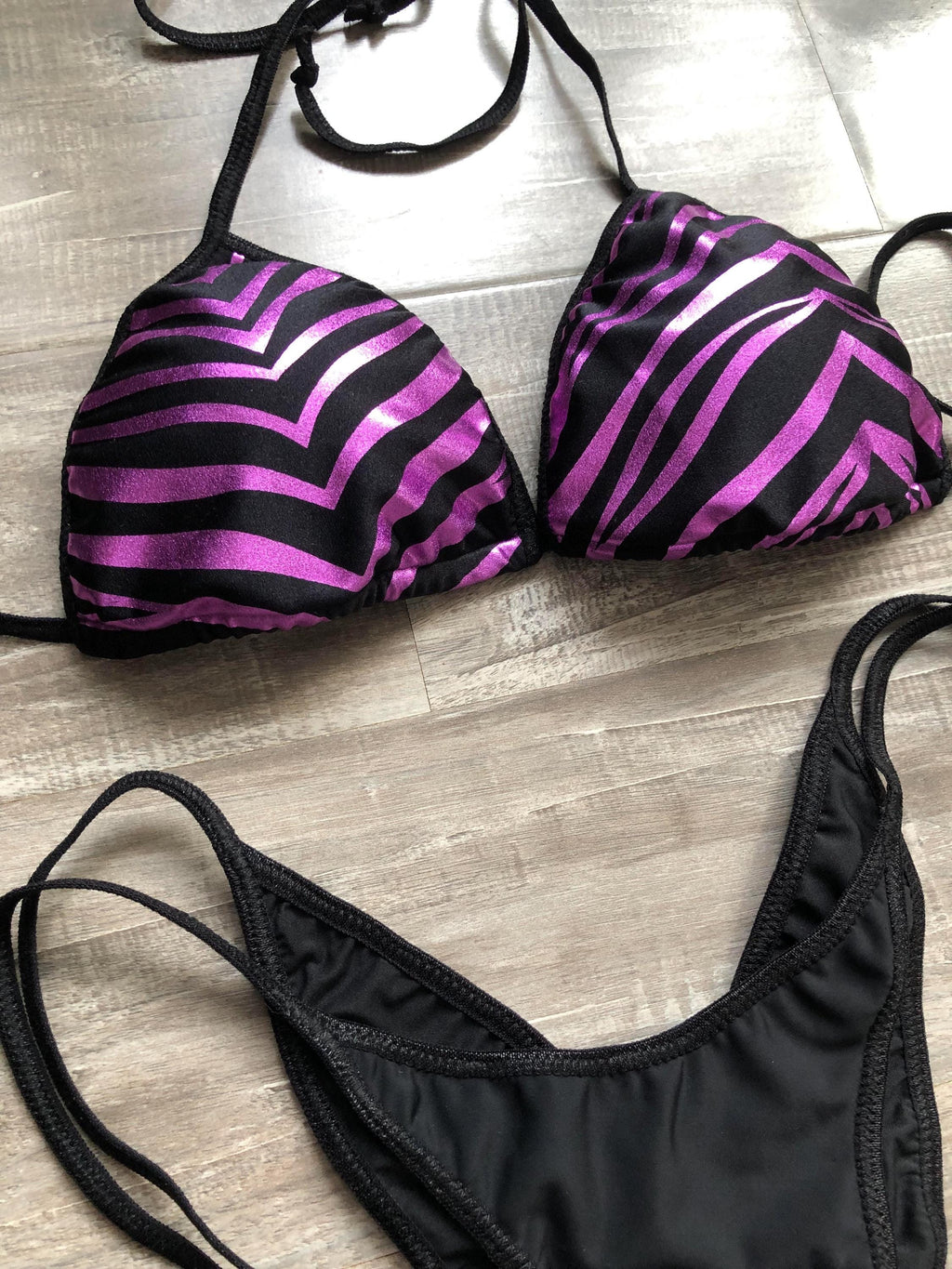Bikini Practice Posing Suit - Pink & Black Zebra Print - Ready Made