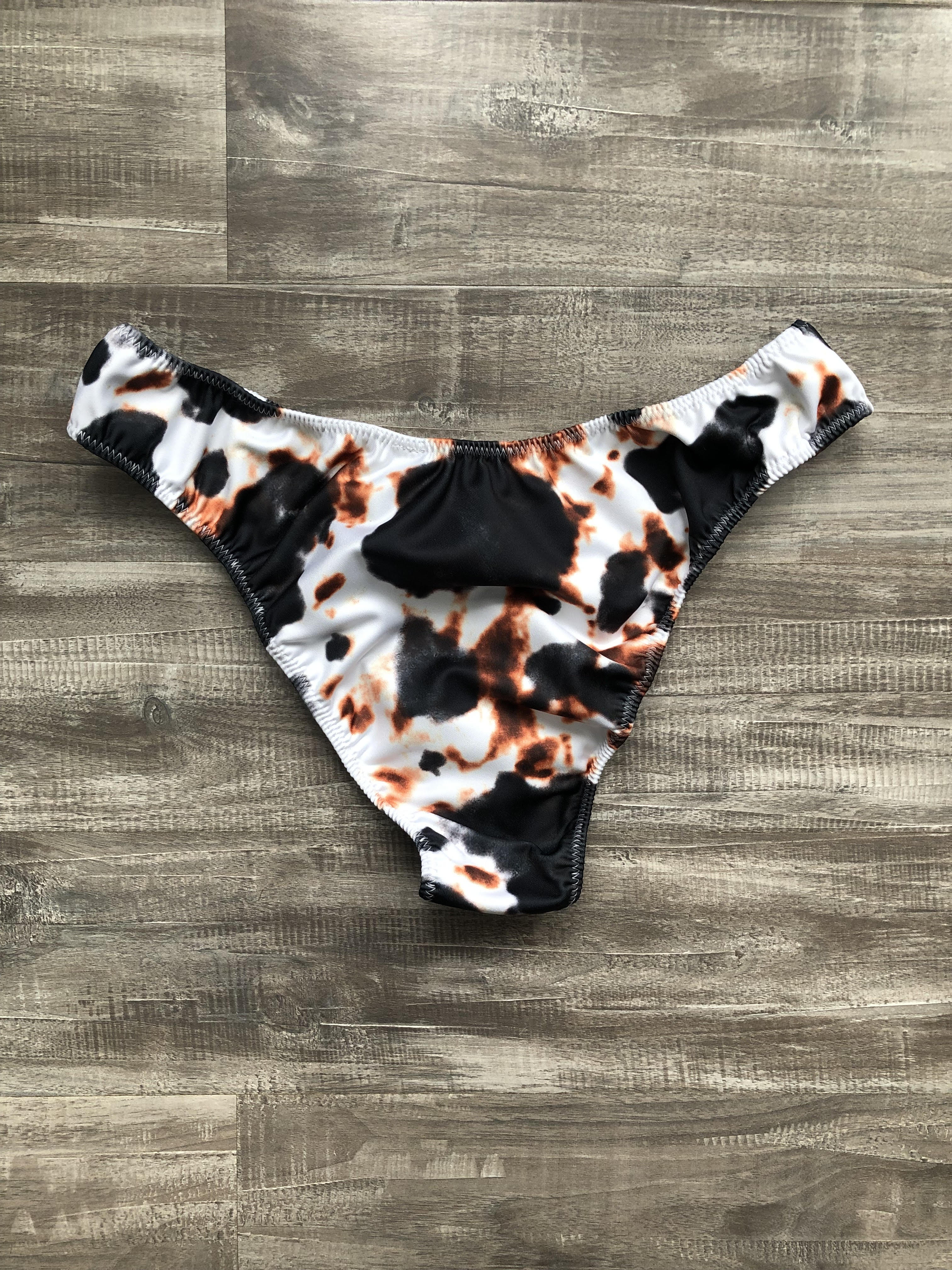 Custom Men's Classic Physique Trunks - Black & Brown Cow Print