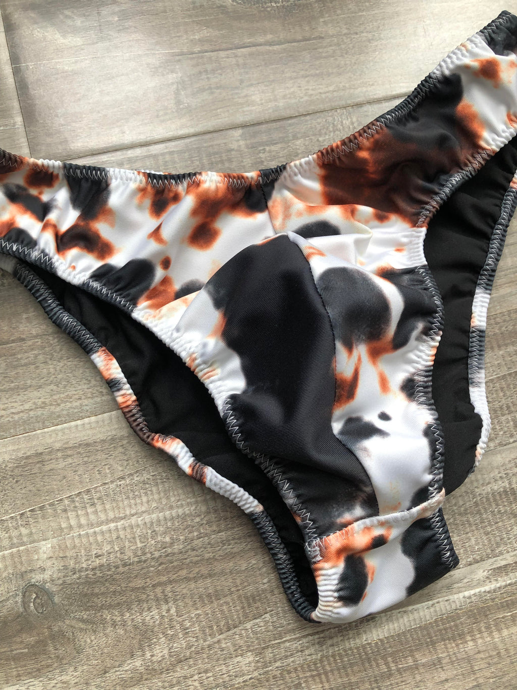 Custom Men's Classic Physique Trunks - Black & Brown Cow Print