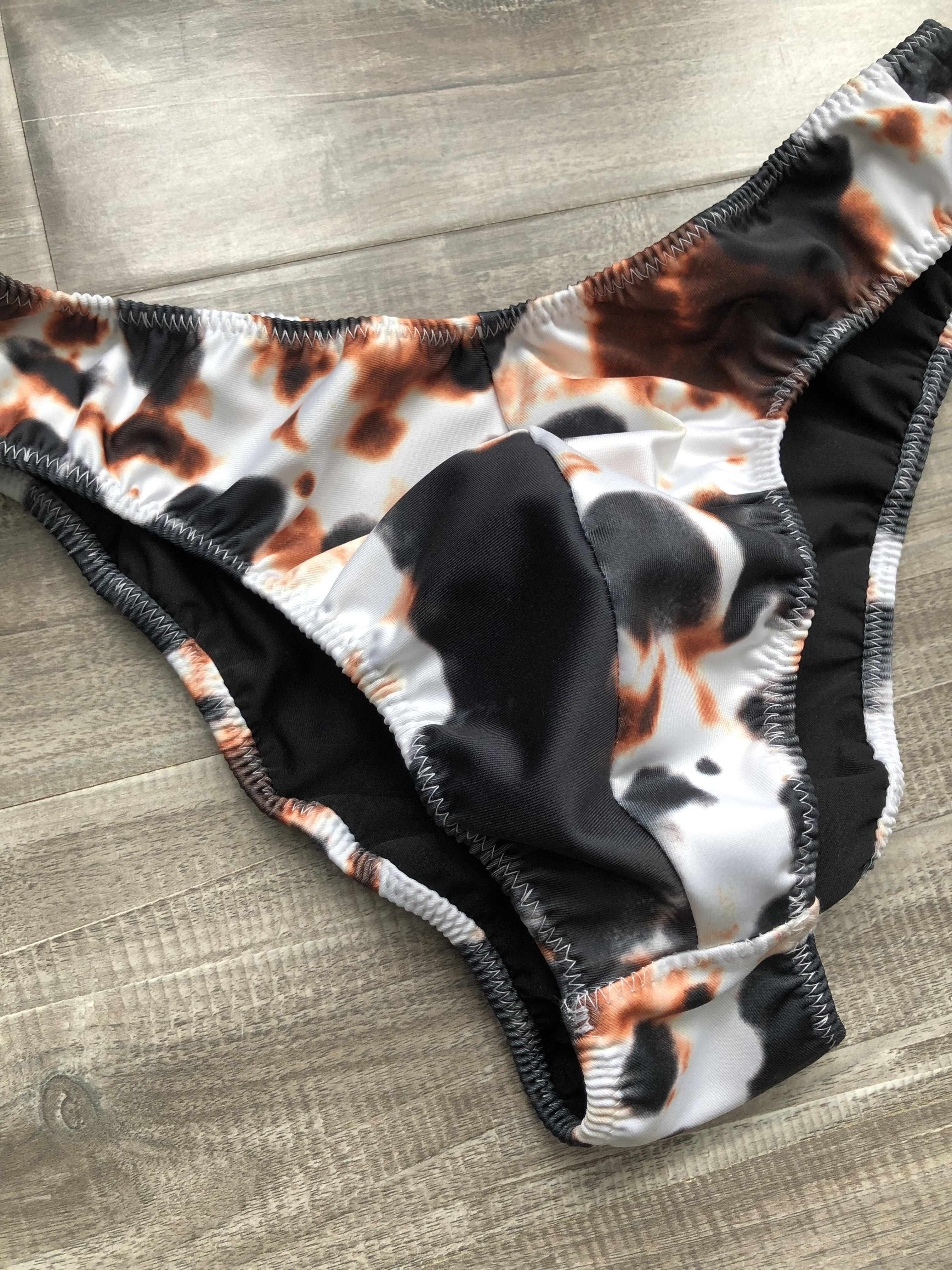 Custom Men's Classic Physique Trunks - Black & Brown Cow Print
