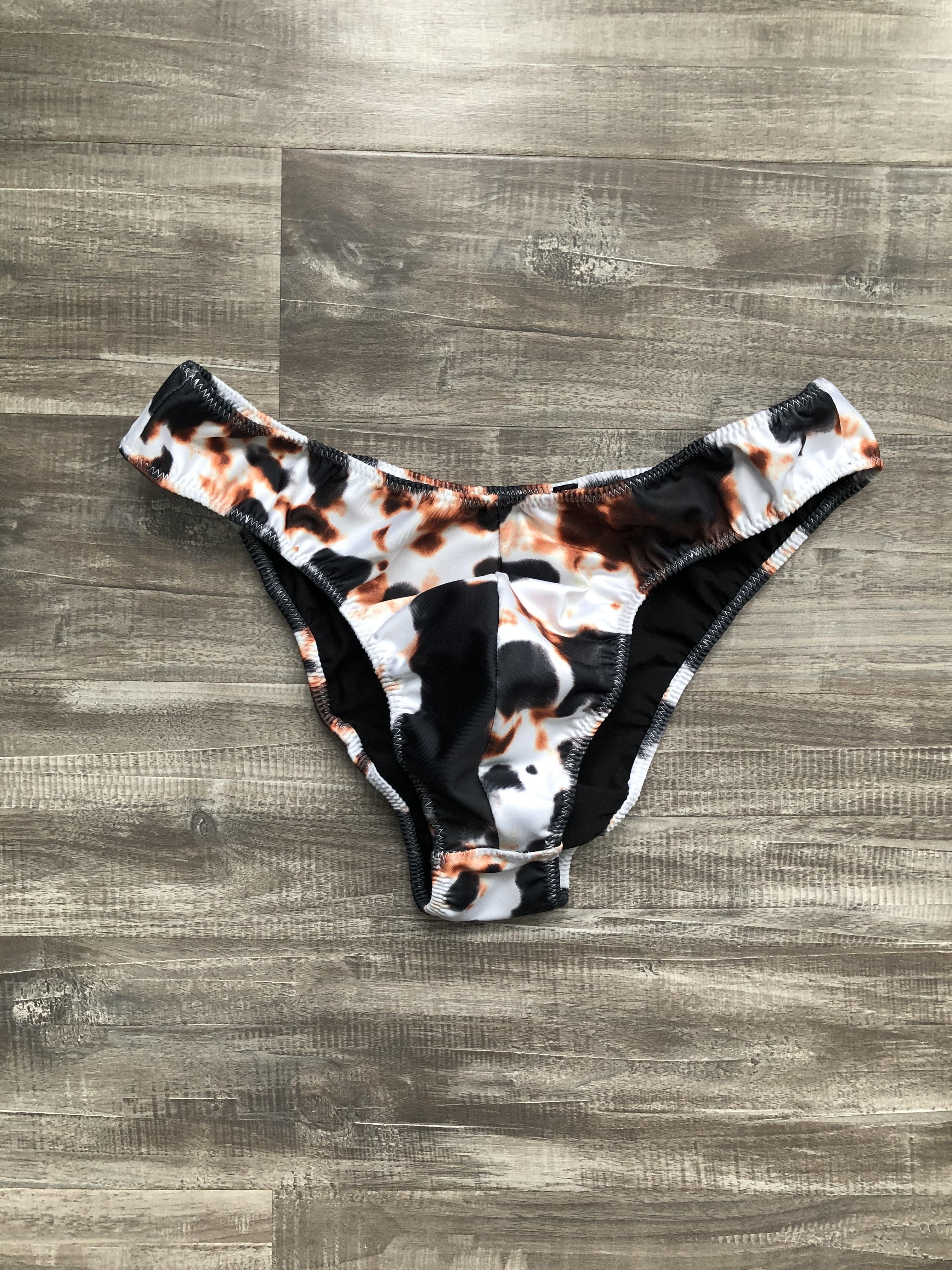 Custom Men's Classic Physique Trunks - Black & Brown Cow Print