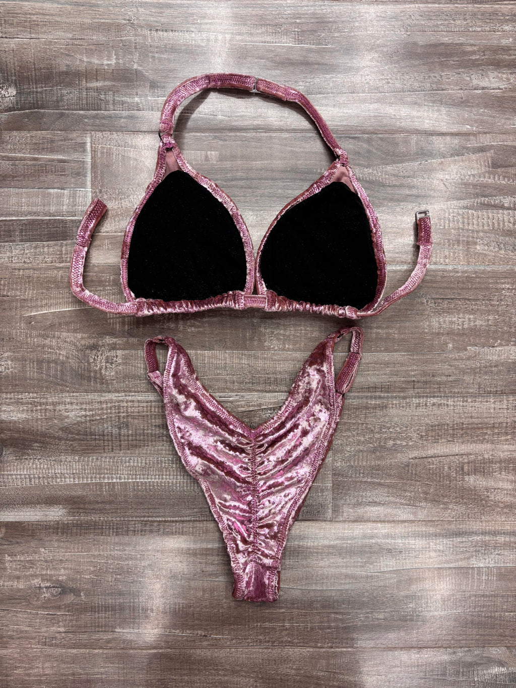 Fit Model Custom Competition Suit - Baby Pink Distressed Velvet