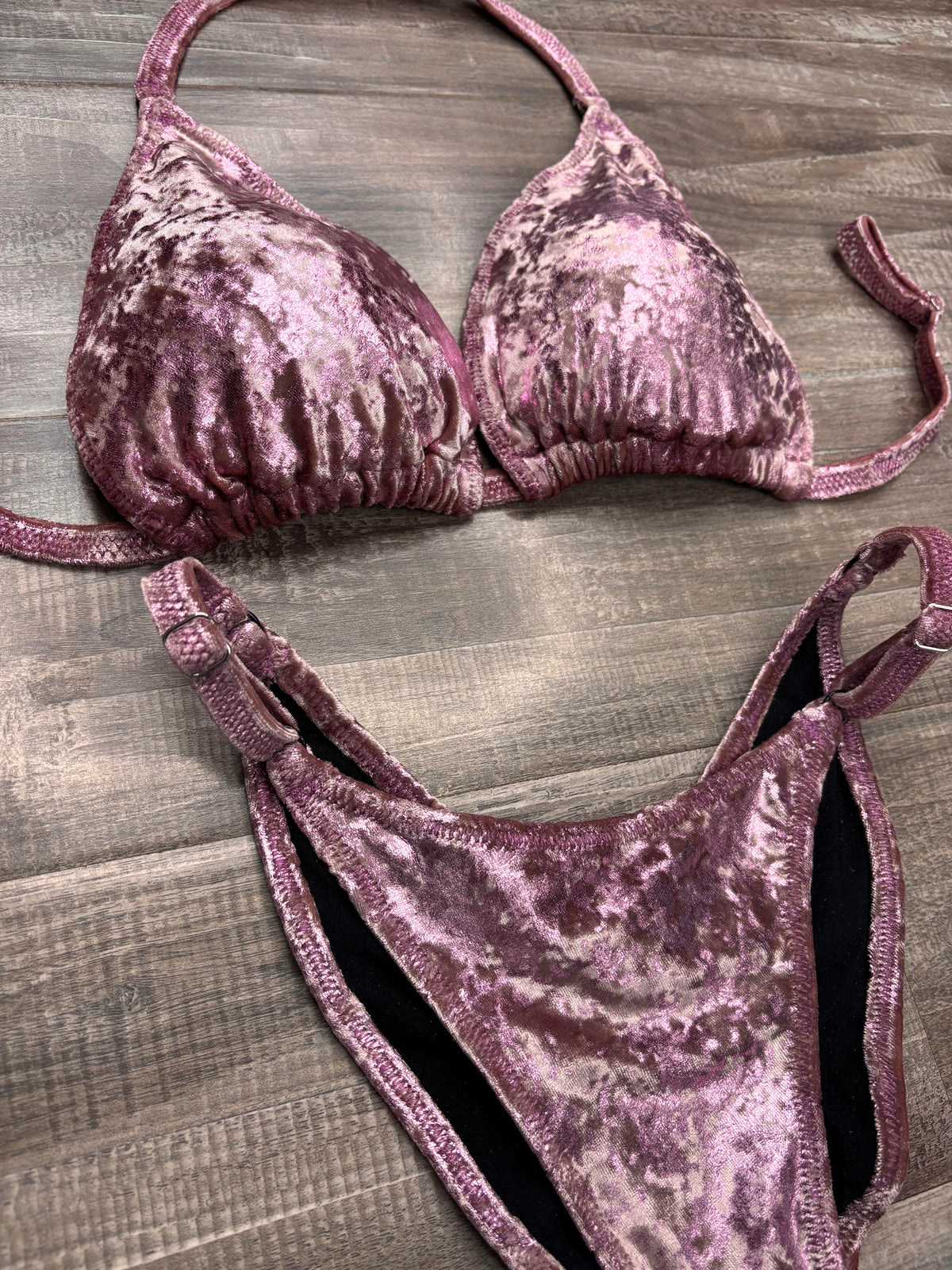 Fit Model Custom Competition Suit - Baby Pink Distressed Velvet