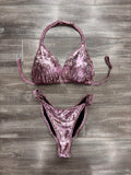 Fit Model Custom Competition Suit - Baby Pink Distressed Velvet