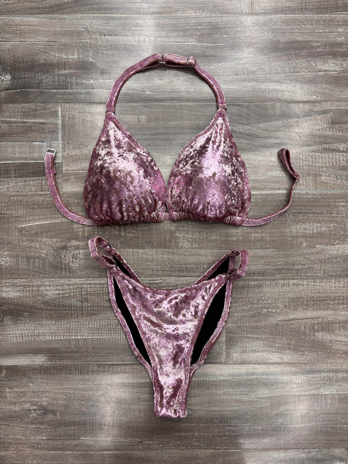 Fit Model Custom Competition Suit - Baby Pink Distressed Velvet