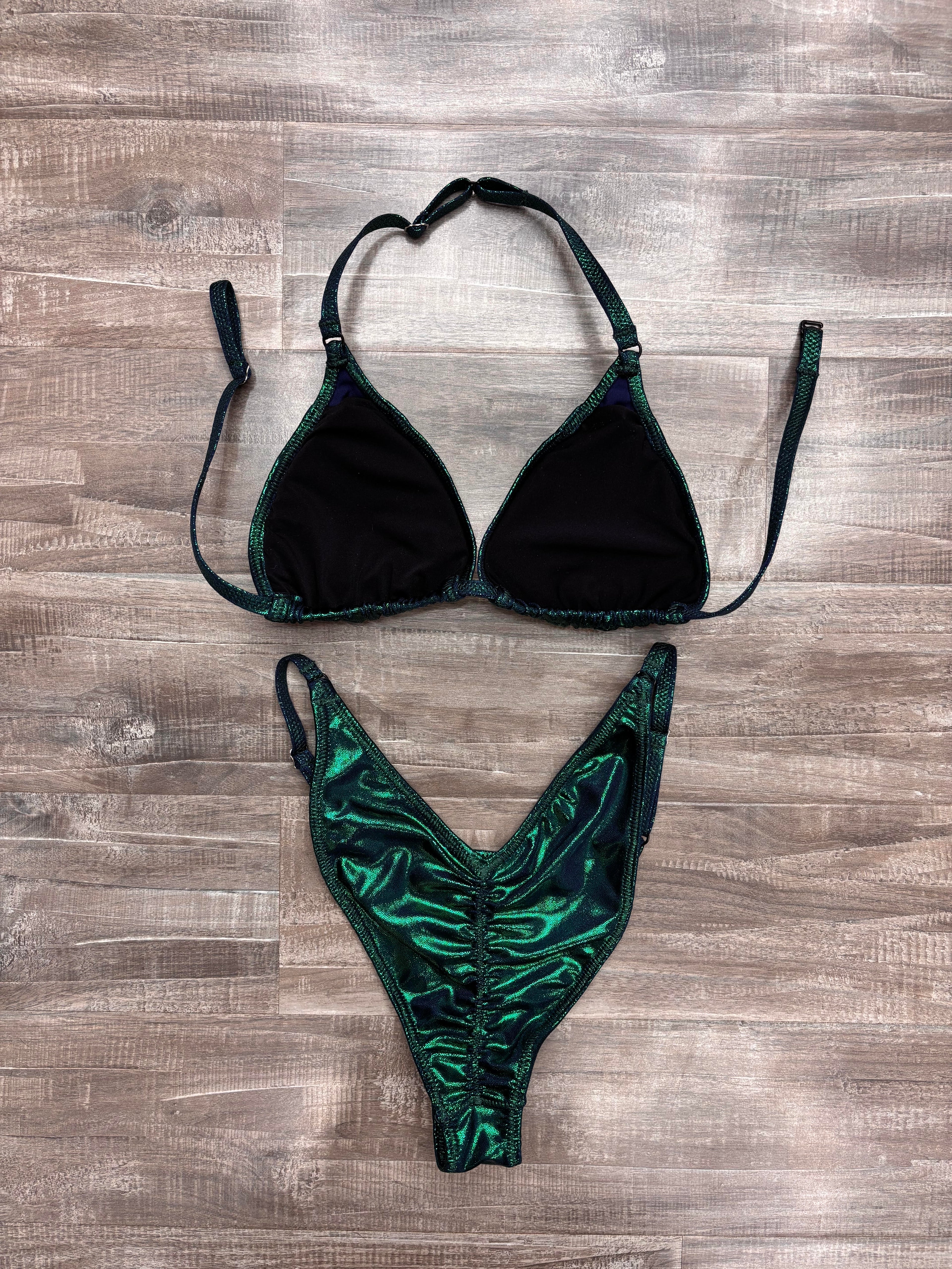Fit Model Custom Competition Suit - Navy Emerald Shimmer