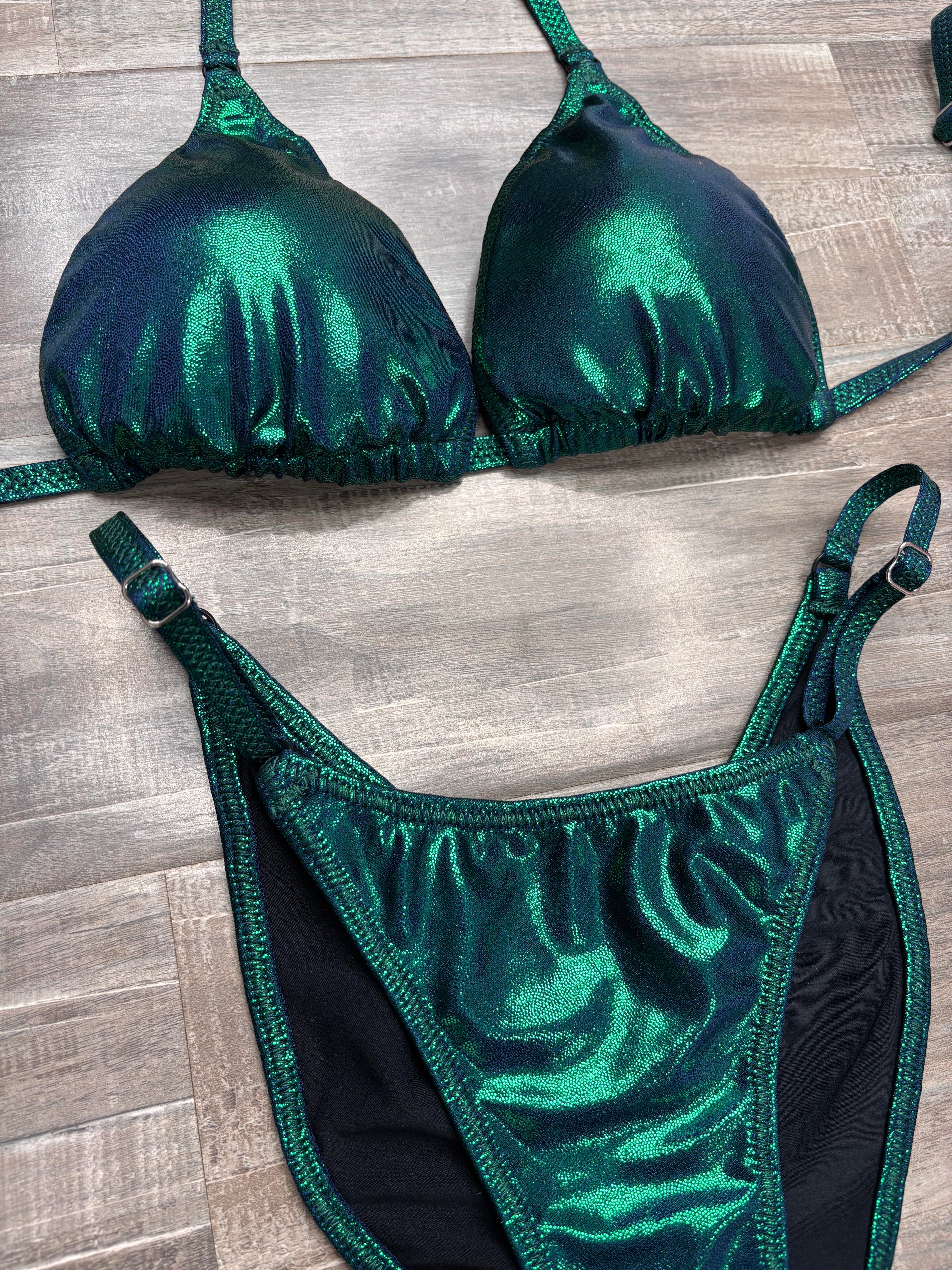 Fit Model Custom Competition Suit - Navy Emerald Shimmer