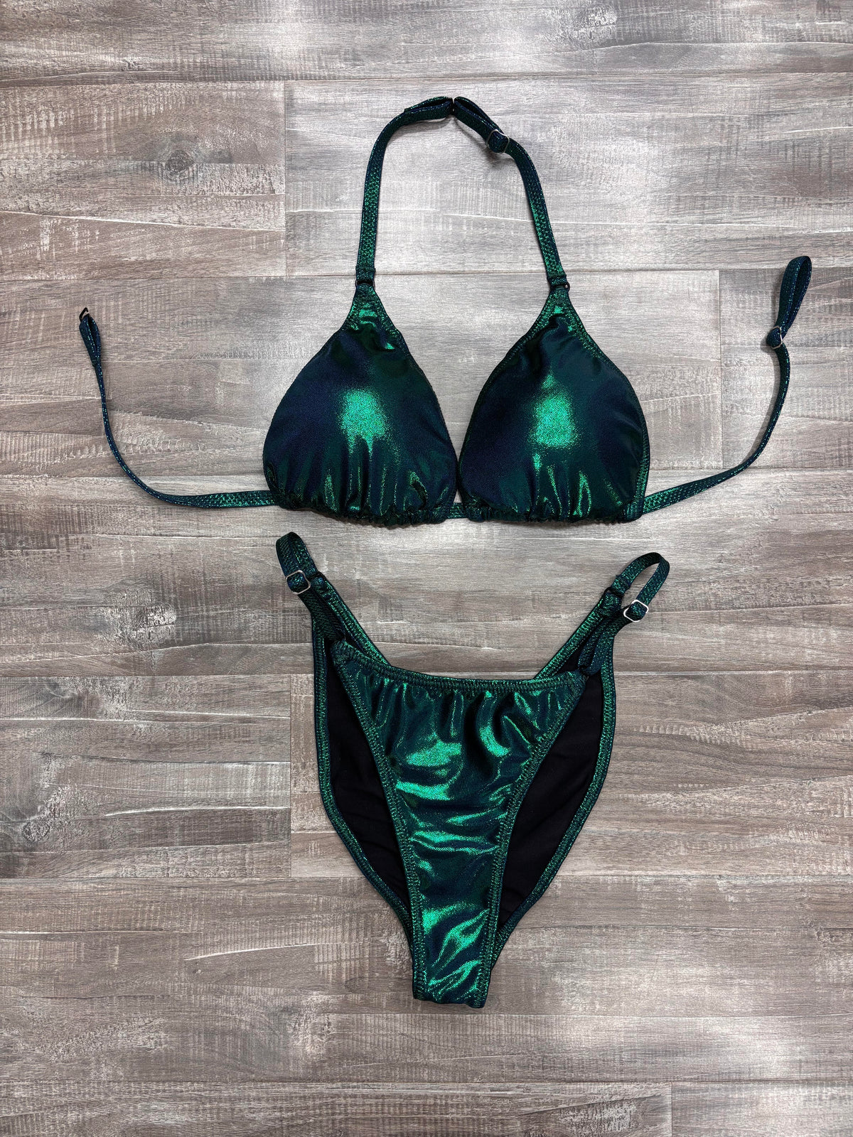 Fit Model Custom Competition Suit - Navy Emerald Shimmer