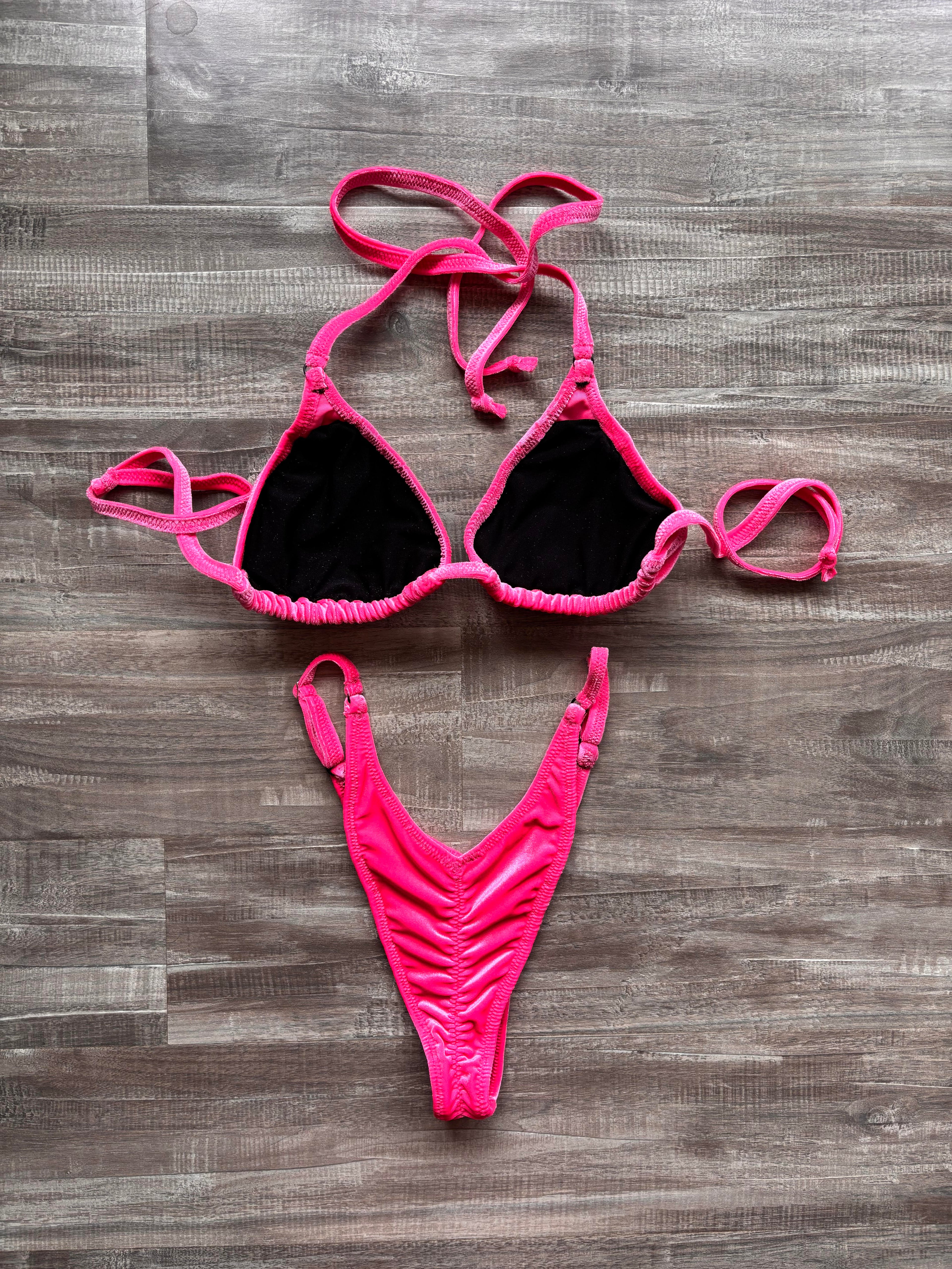 Practice Posing Suit - Neon Pink Velvet