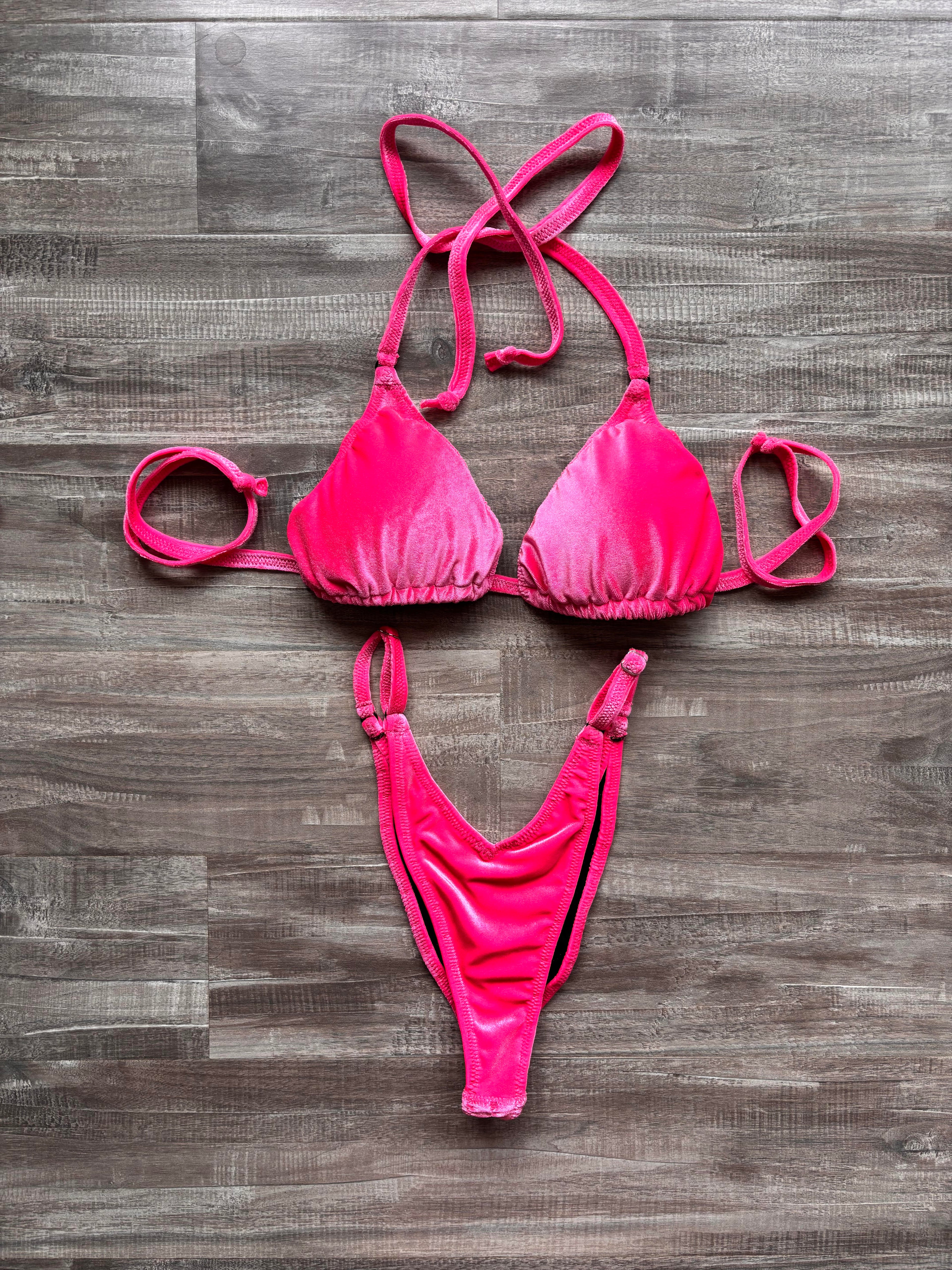 Practice Posing Suit - Neon Pink Velvet