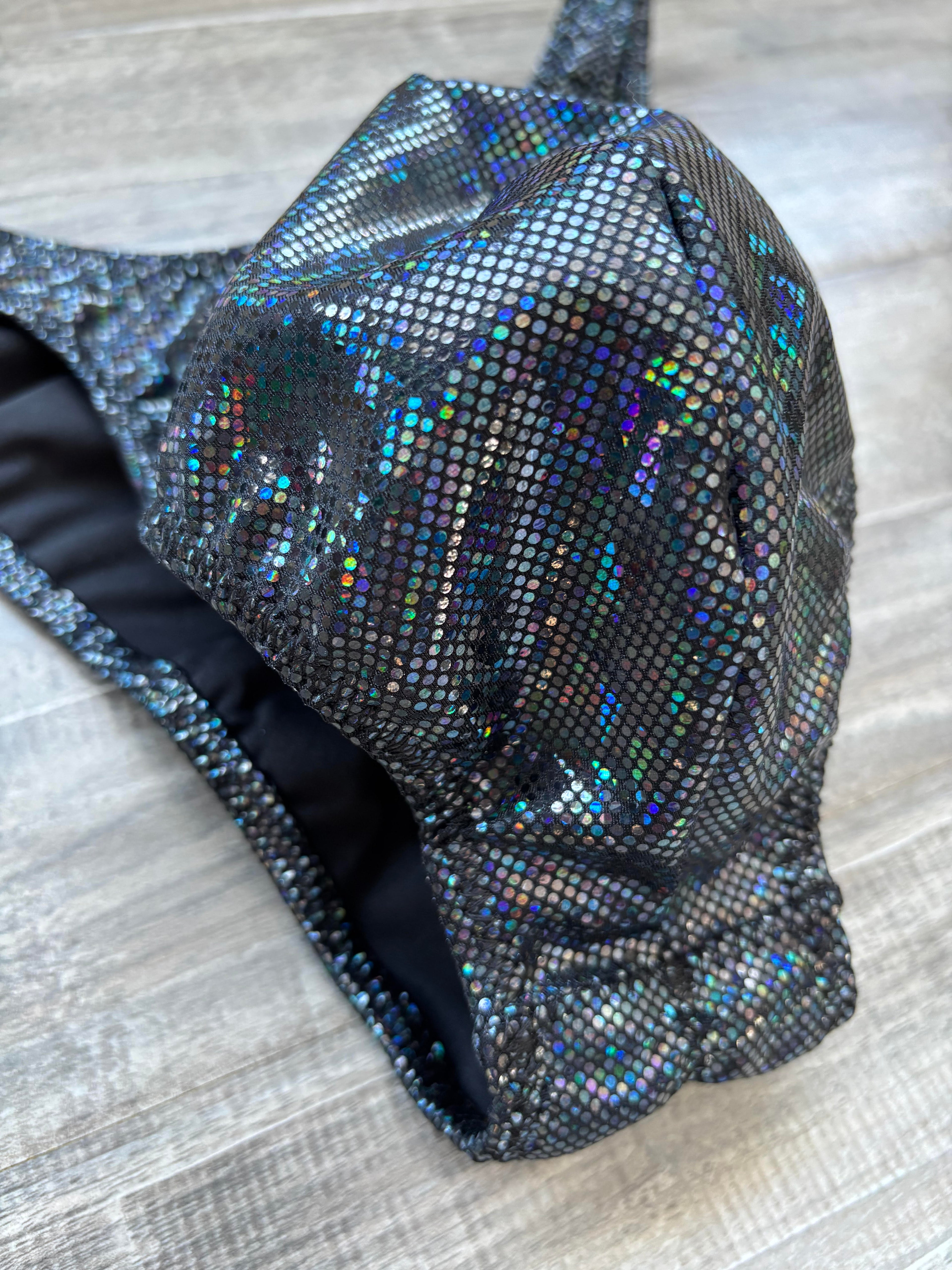 Custom Men's Bodybuilding Competition Trunks - Black Hologram