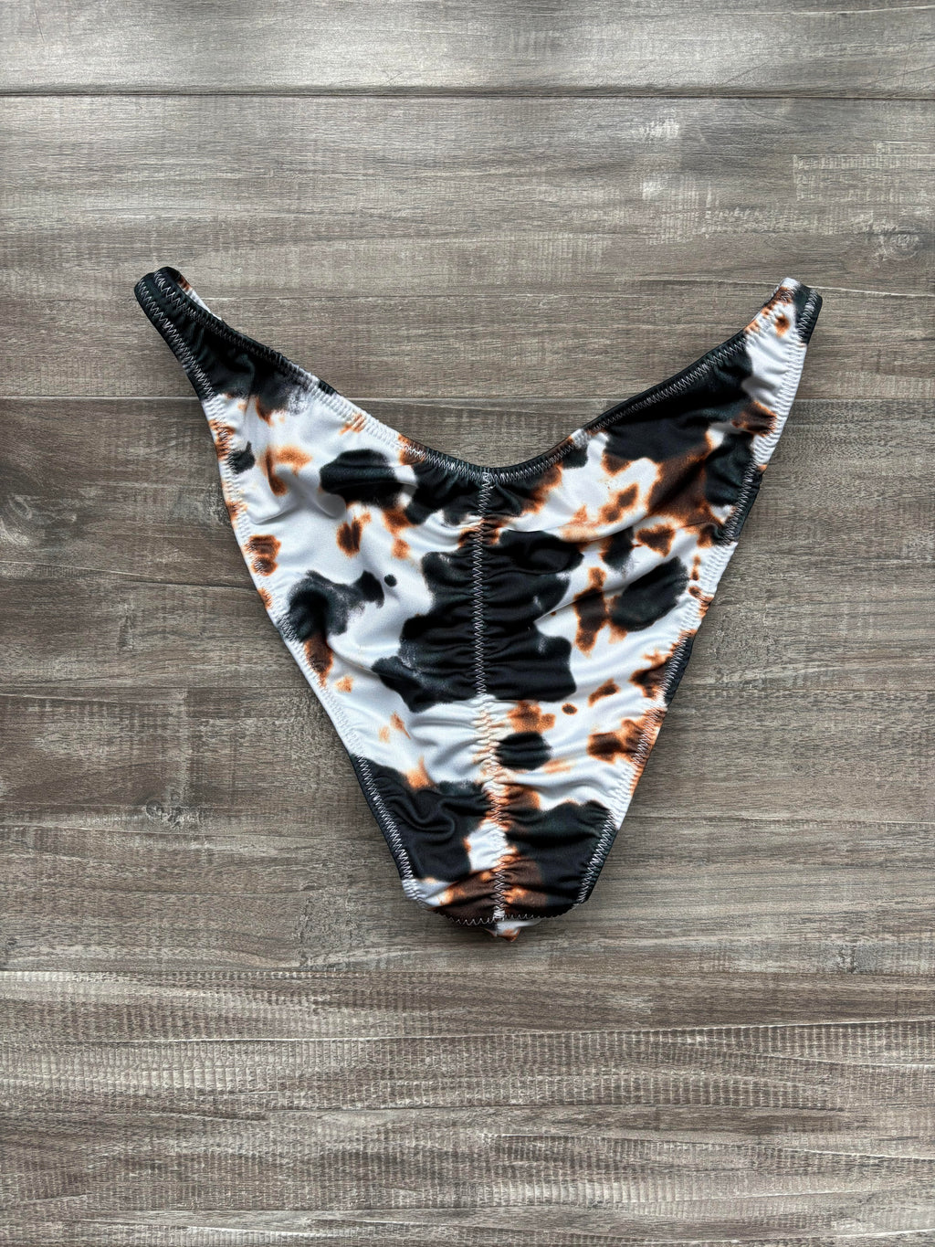 Custom Men's Bodybuilding Competition Trunks - Black & Brown Cow Print